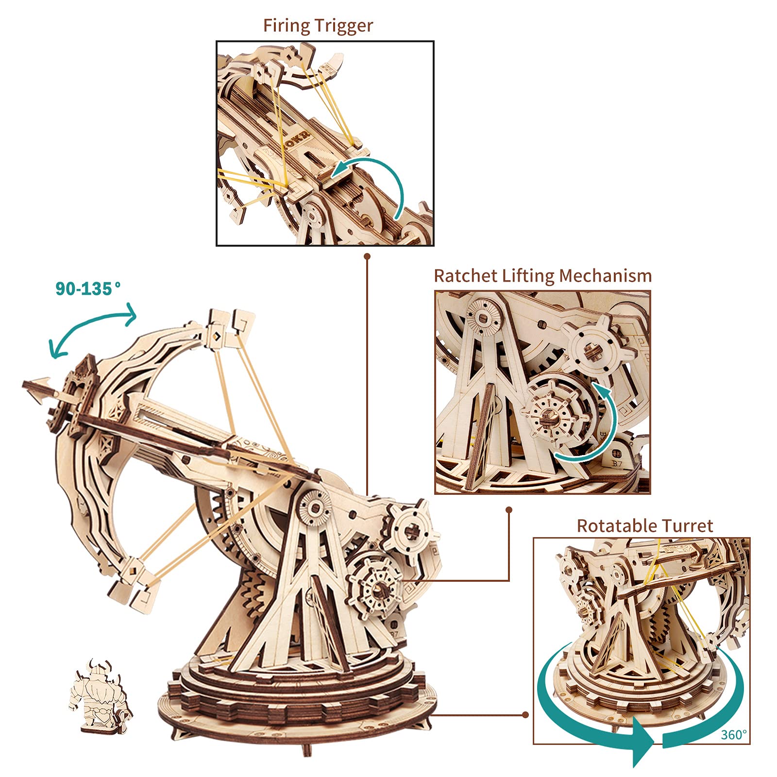 Foto 4 pulgar | Kit De Rompecabezas 3d Rokr De Madera Para Adultos, Modelo Ballista Launcher - Venta Internacional.
