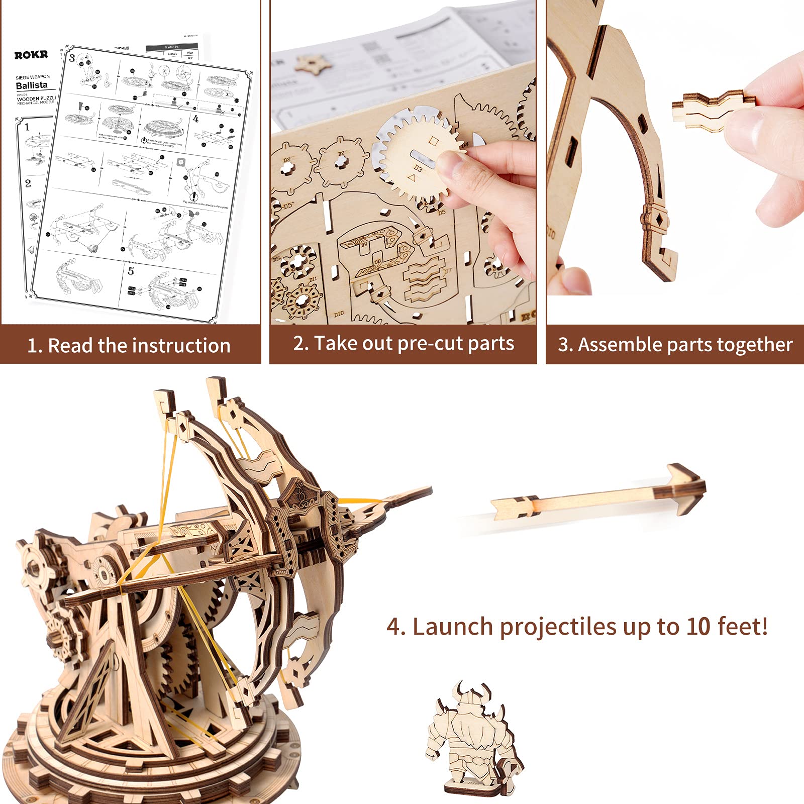 Foto 5 pulgar | Kit De Rompecabezas 3d Rokr De Madera Para Adultos, Modelo Ballista Launcher - Venta Internacional.