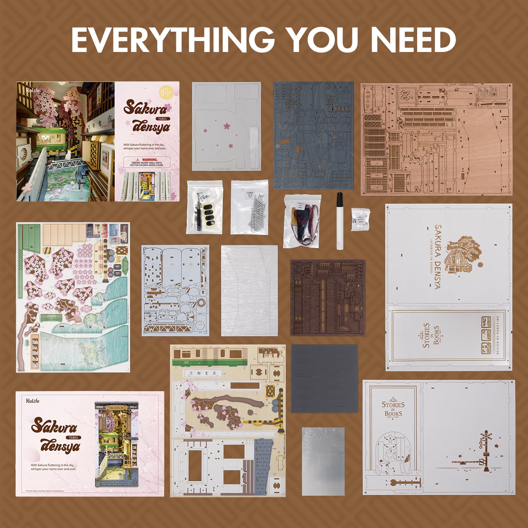Foto 7 | Kit De Rincón Para Libros Rowood, Estante Para Libros, Decoración, Callejón, Sakura Tram - Venta Internacional.