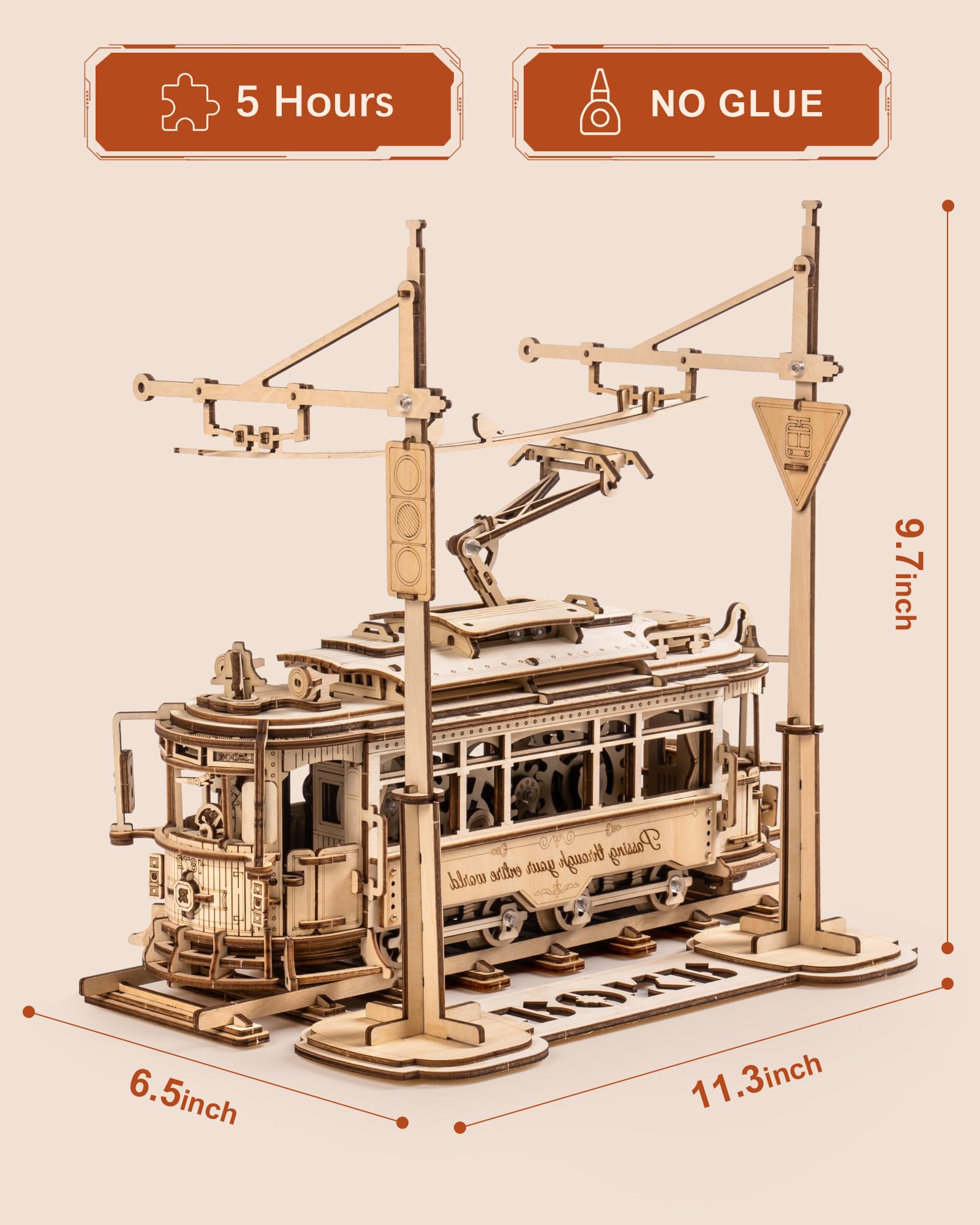 Foto 7 pulgar | Kit De Rompecabezas De Madera Rokr Classic City Tram, Maqueta De Coche Para Adultos - Venta Internacional.