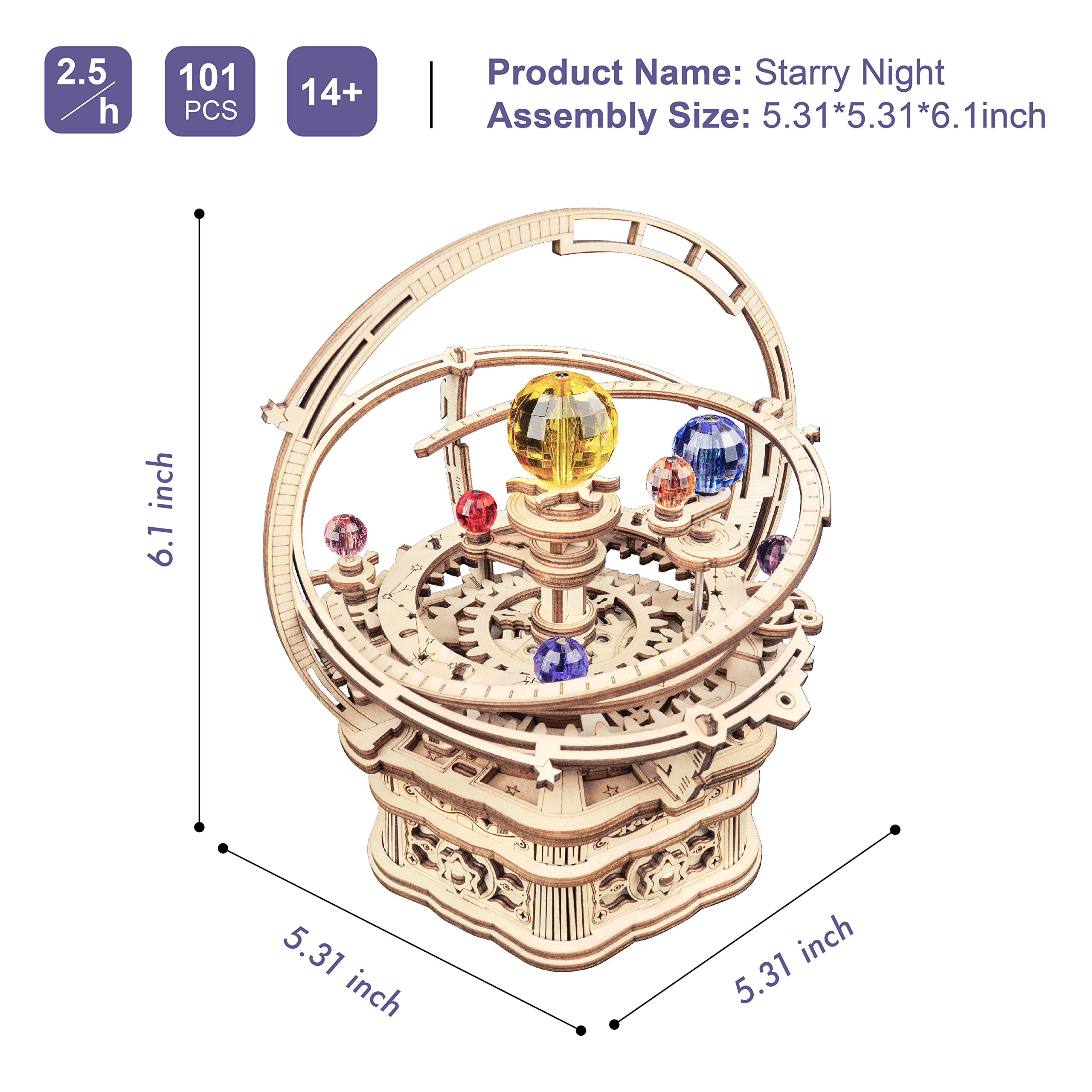 Foto 6 pulgar | Music Box Puzzle 3d Rowood Starry Night Para Adultos Y Adolescentes - Venta Internacional.