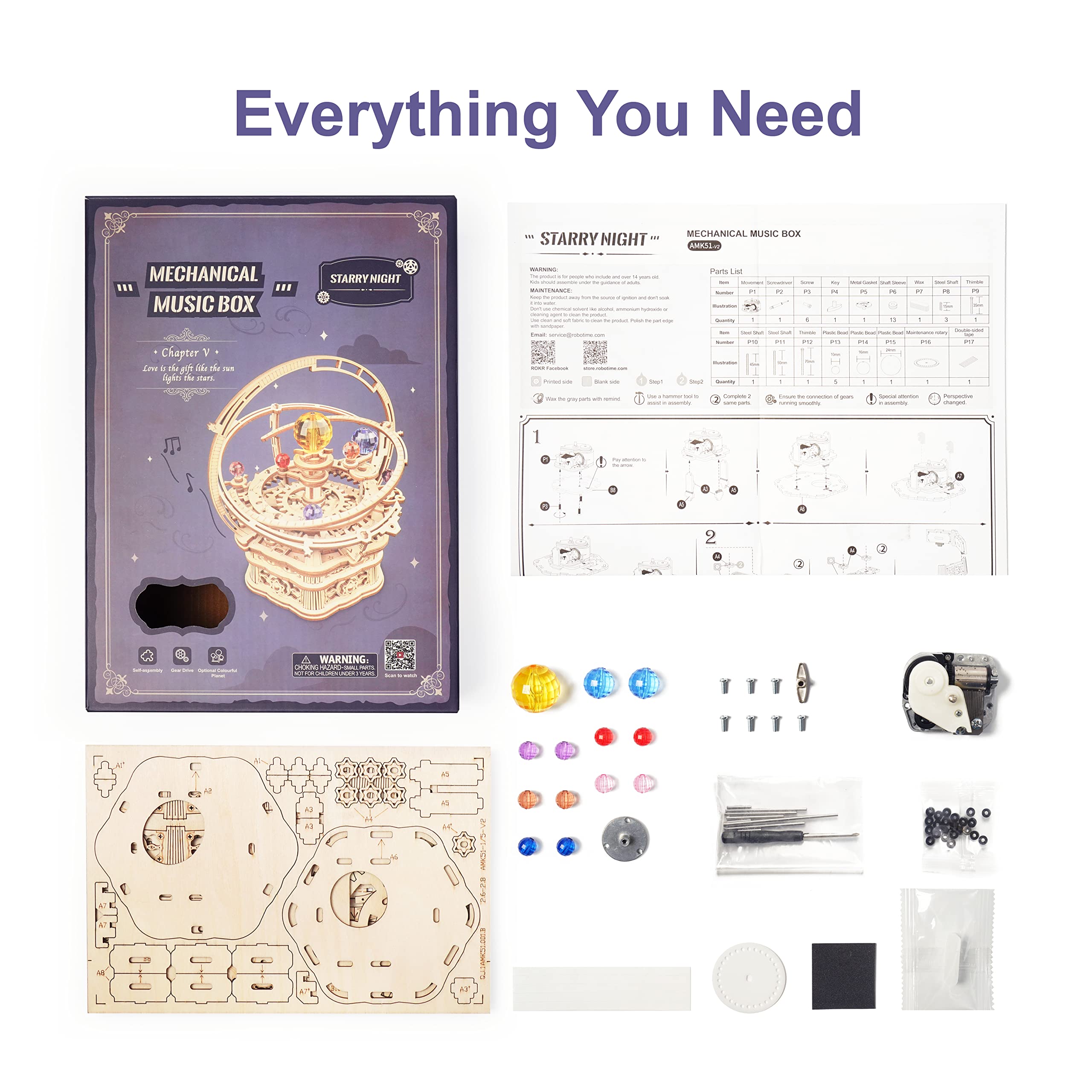 Foto 6 | Music Box Puzzle 3d Rowood Starry Night Para Adultos Y Adolescentes - Venta Internacional.