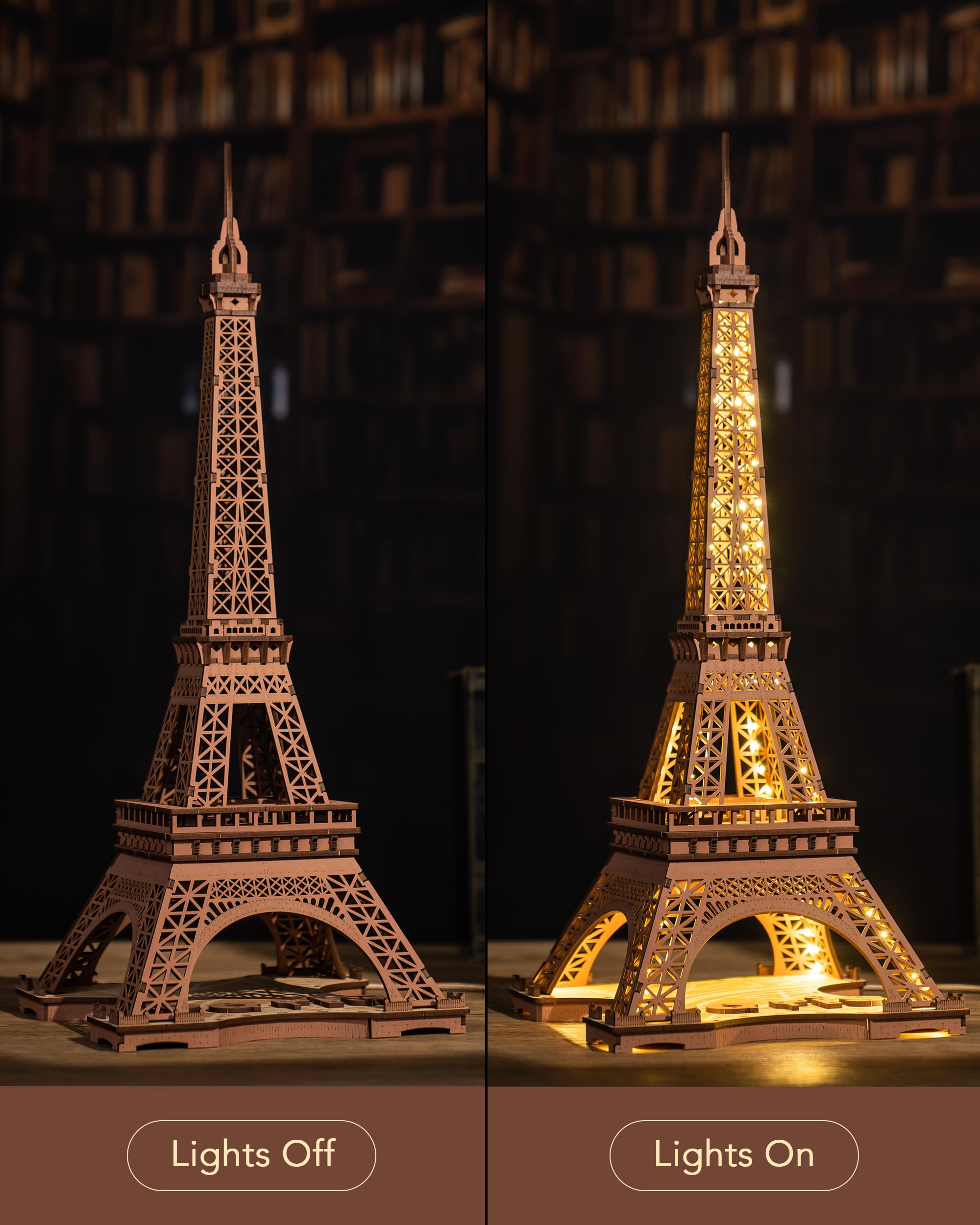 Foto 3 | Kit De Maquetas De Rompecabezas 3d Rowood De La Torre Eiffel Con Led Para Adultos - Venta Internacional.