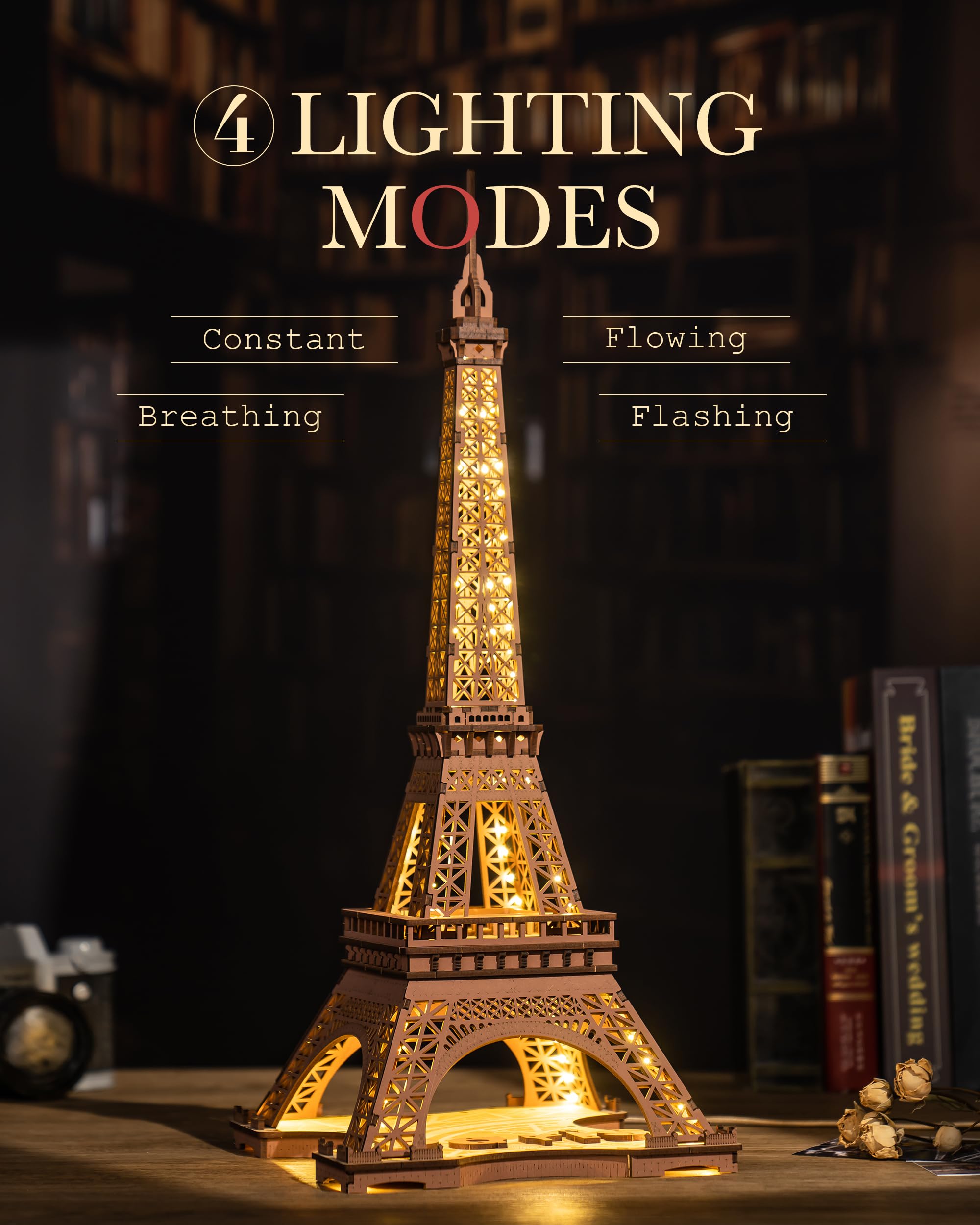 Foto 5 | Kit De Maquetas De Rompecabezas 3d Rowood De La Torre Eiffel Con Led Para Adultos - Venta Internacional.