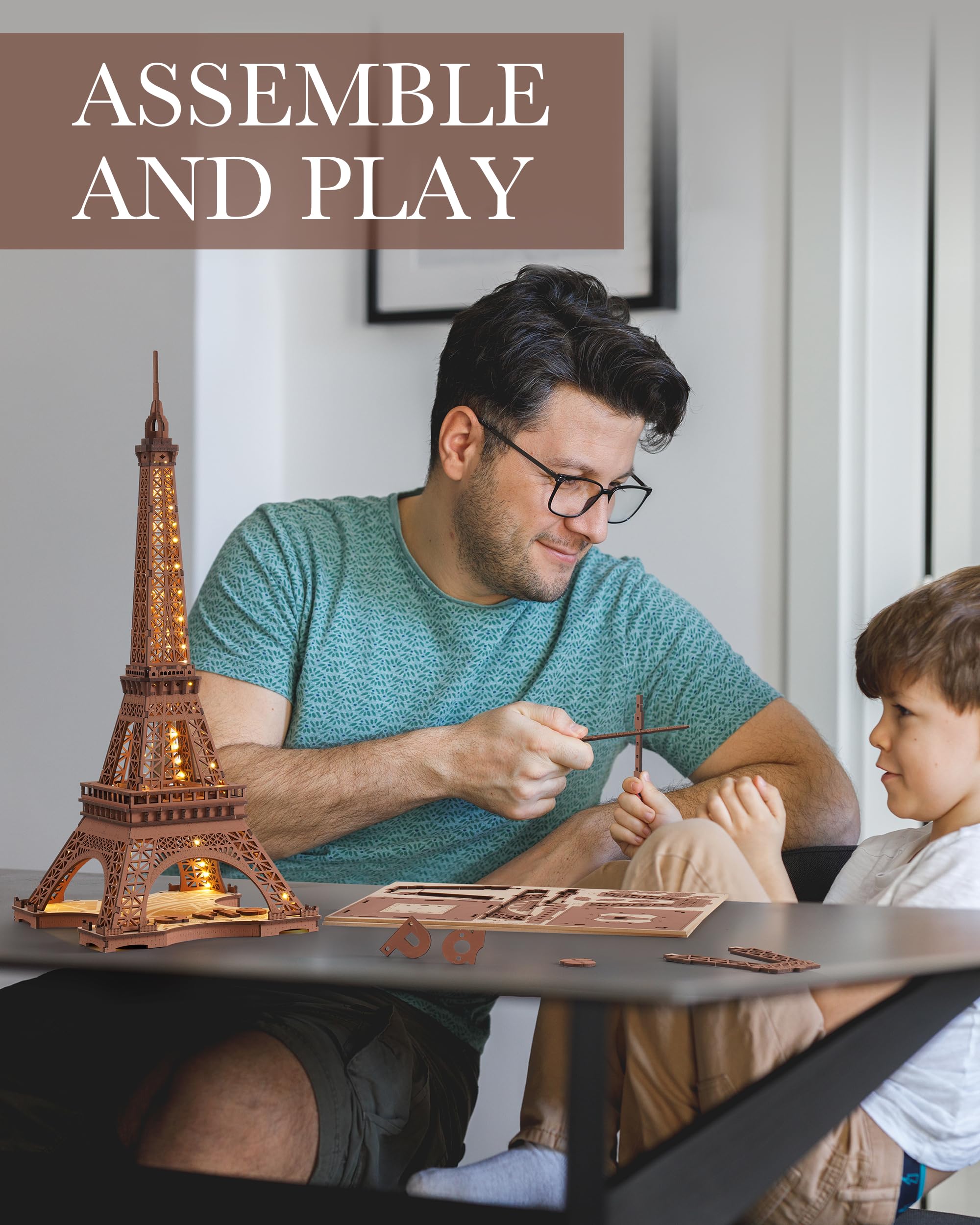 Foto 6 | Kit De Maquetas De Rompecabezas 3d Rowood De La Torre Eiffel Con Led Para Adultos - Venta Internacional.