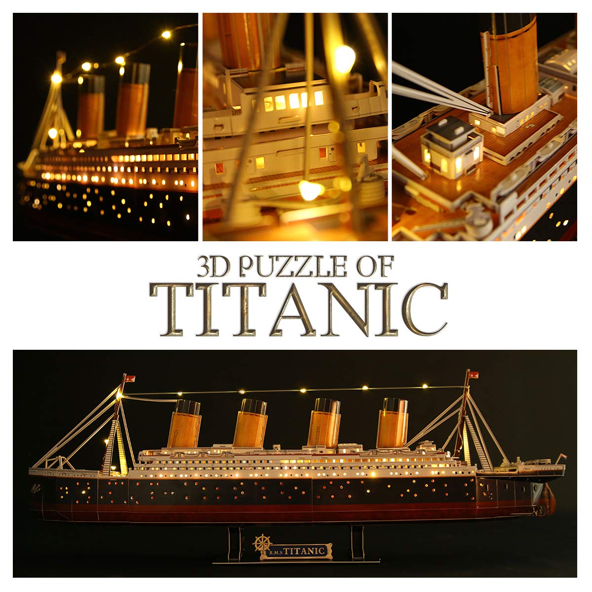 Foto 3 pulgar | Puzzle 3d Cubicfun Led Titanic Barco Grande de 35" para Adultos - Venta Internacional