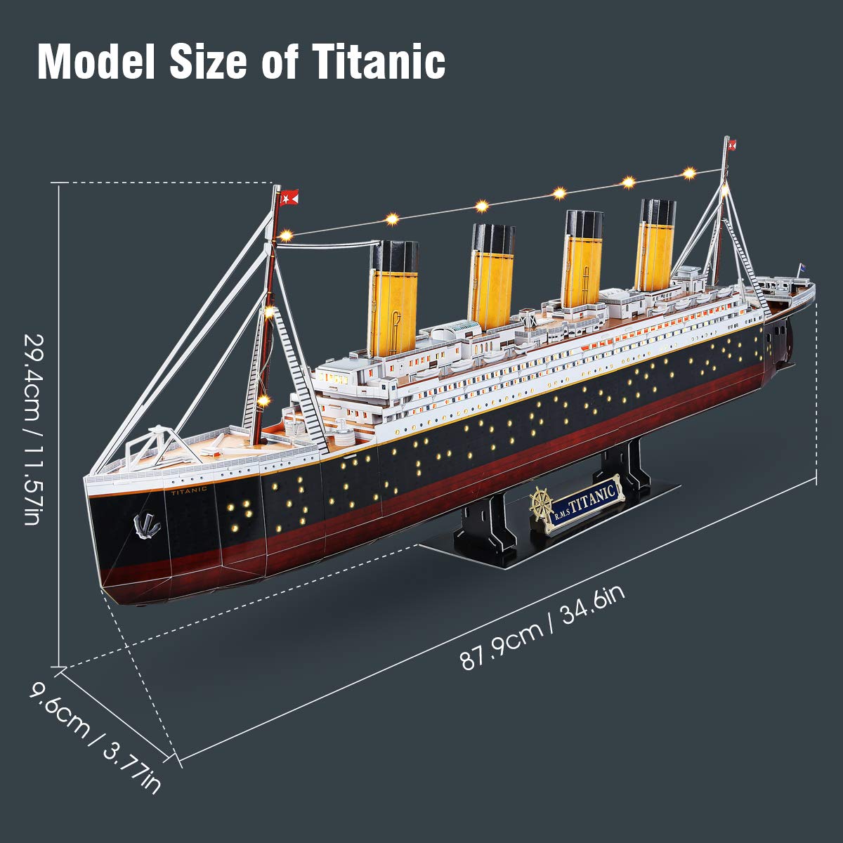Foto 5 pulgar | Puzzle 3d Cubicfun Led Titanic Barco Grande de 35" para Adultos - Venta Internacional