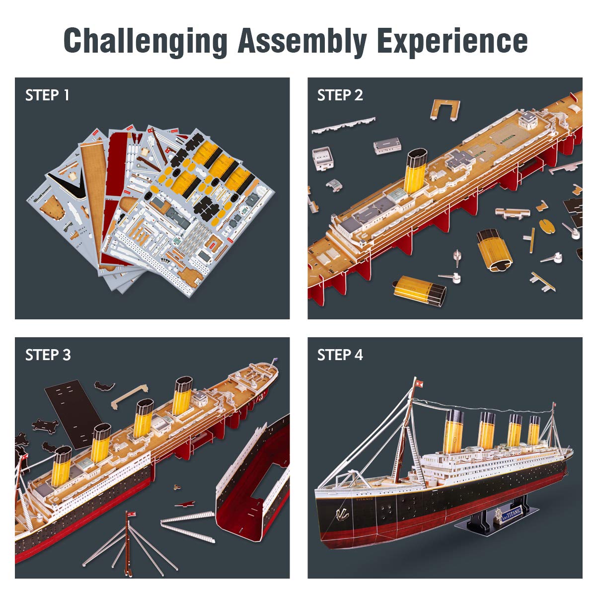 Foto 6 pulgar | Puzzle 3d Cubicfun Led Titanic Barco Grande de 35" para Adultos - Venta Internacional