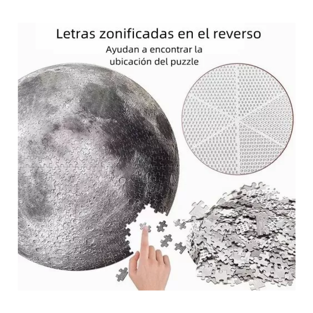 Foto 6 pulgar | Rompecabezas De Luna De 1000 Piezas Juguetes Antiestrés 3d Gris Belug