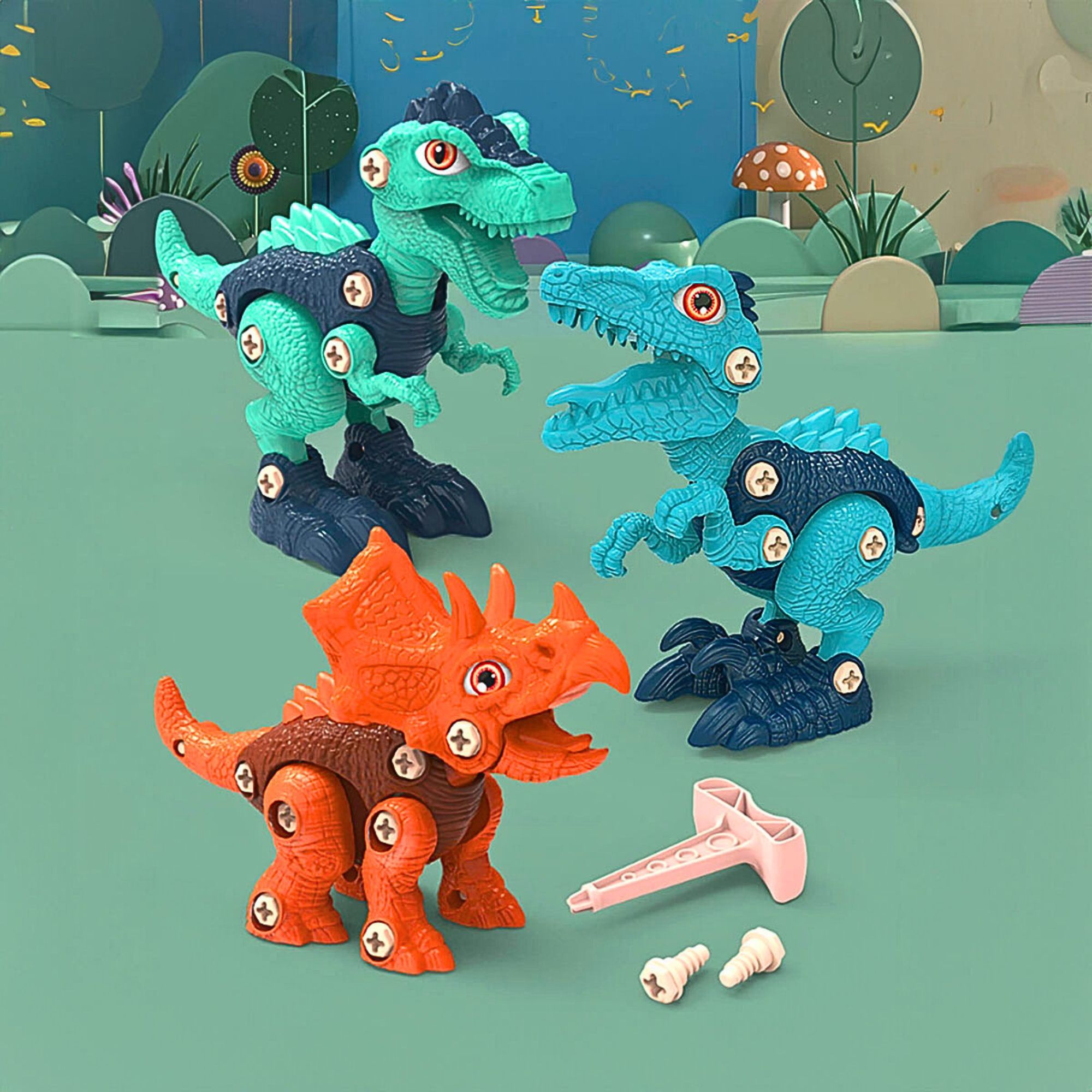 Foto 4 pulgar | Juguete De Dinosaurios Para Armar Con Taladro 4 Piezas