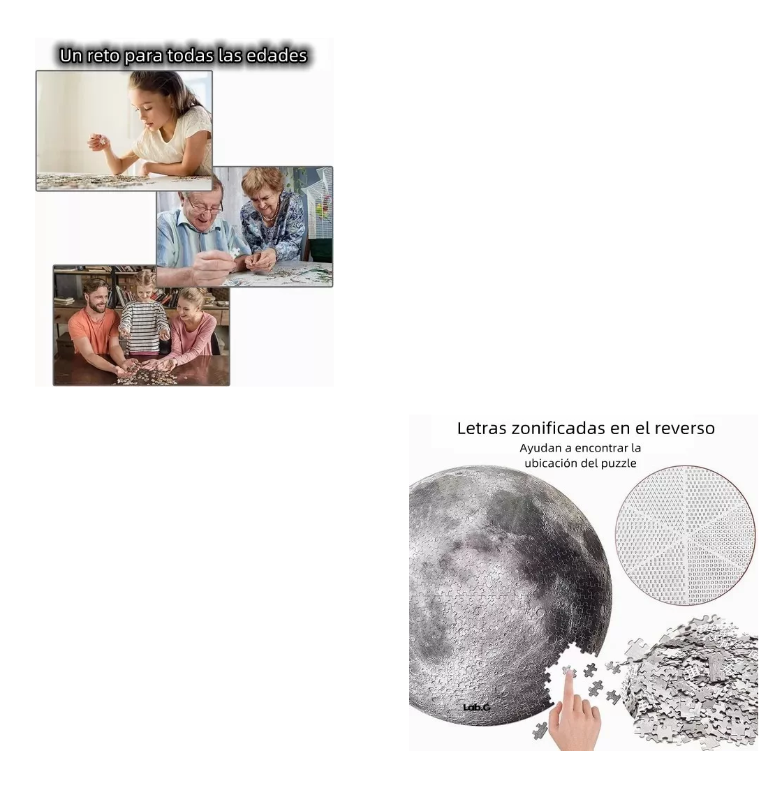 Foto 5 pulgar | Rompecabezas De Luna De 1000 Piezas Juguetes Antiestres 3d Gris