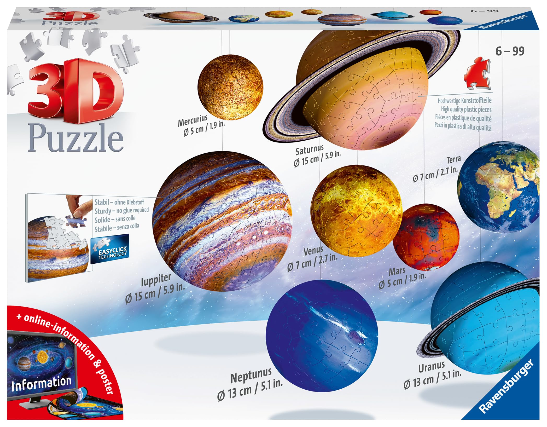 Foto 2 pulgar | Rompecabezas Ravensburger Solar System 540 Piezas 3d - Venta Internacional.