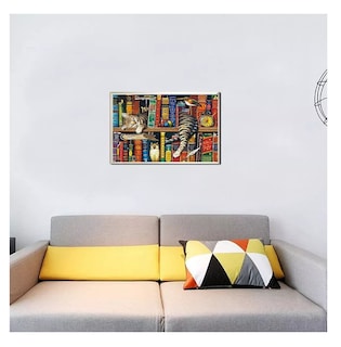 Foto 3 | Rompecabezas De 70 X 50 Cm De Gato Y Libros, Belug 1000 Piezas Gato Libros Multicolor