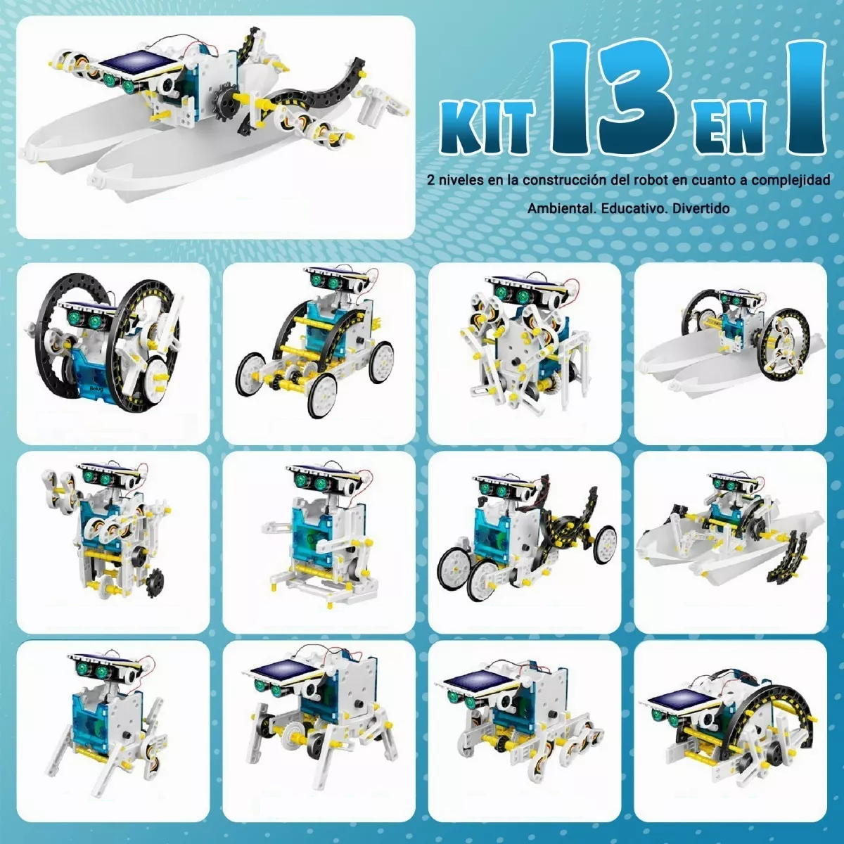 Foto 2 | Juguete Educativo Robot Solar Rompecabezas Bloques, Belug Multicolor