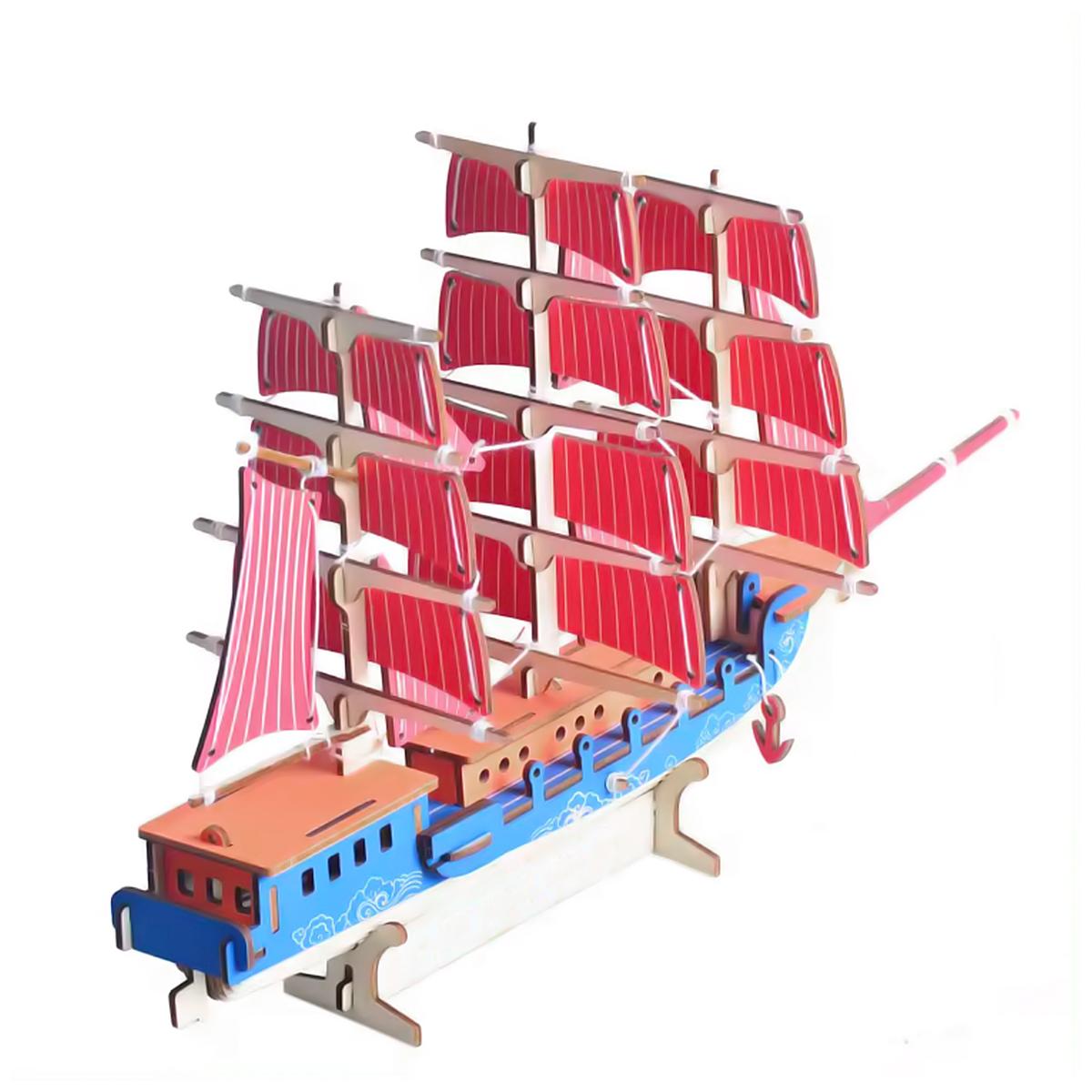 Foto 4 pulgar | Rompecabezas 3d Barco Europeo Mxeur-002 Ventdepot 2 Piezas Rojo, Café Y Azul