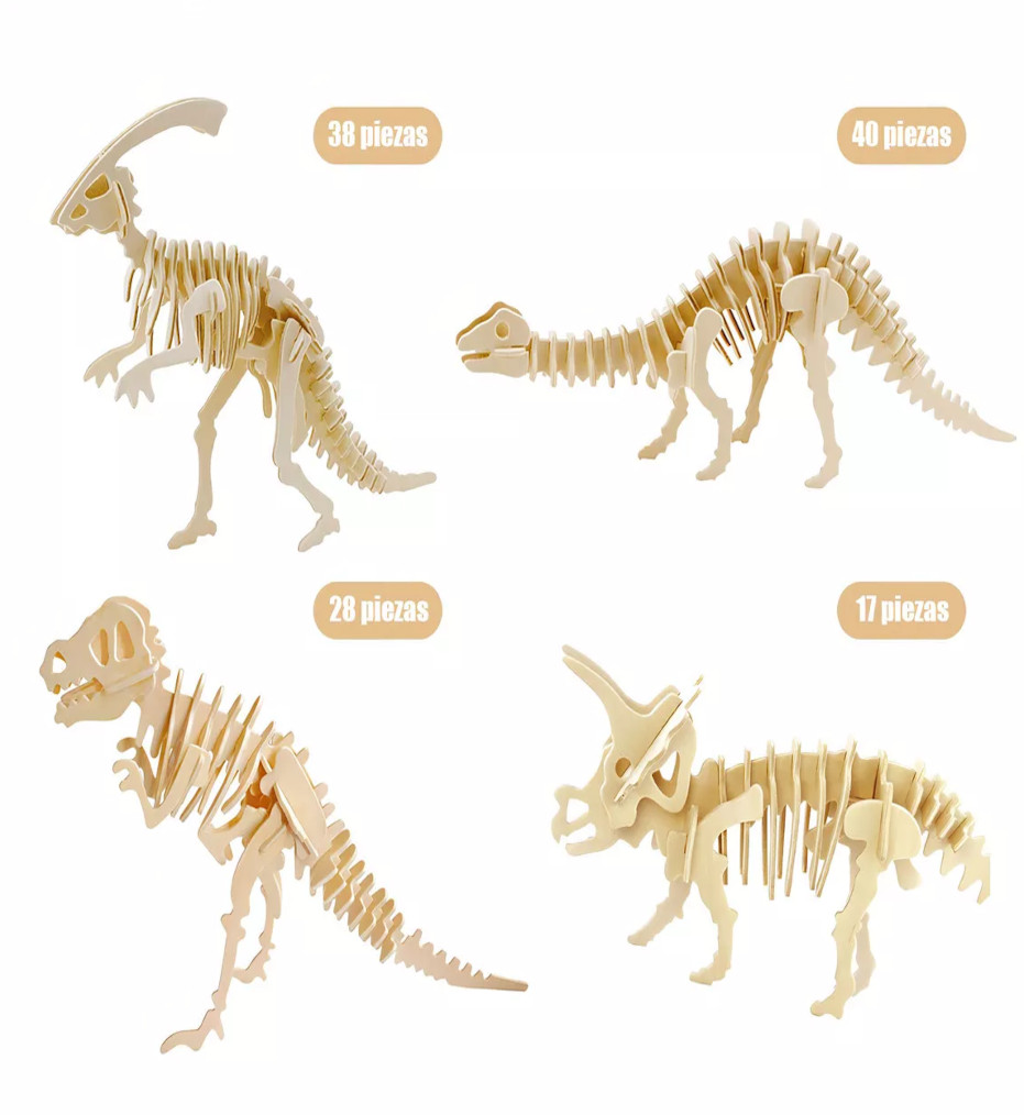 Foto 4 pulgar | Set De 8 Rompecabezas Dinosaurios 3d Madera + Gratis Termo De Regalo Güish