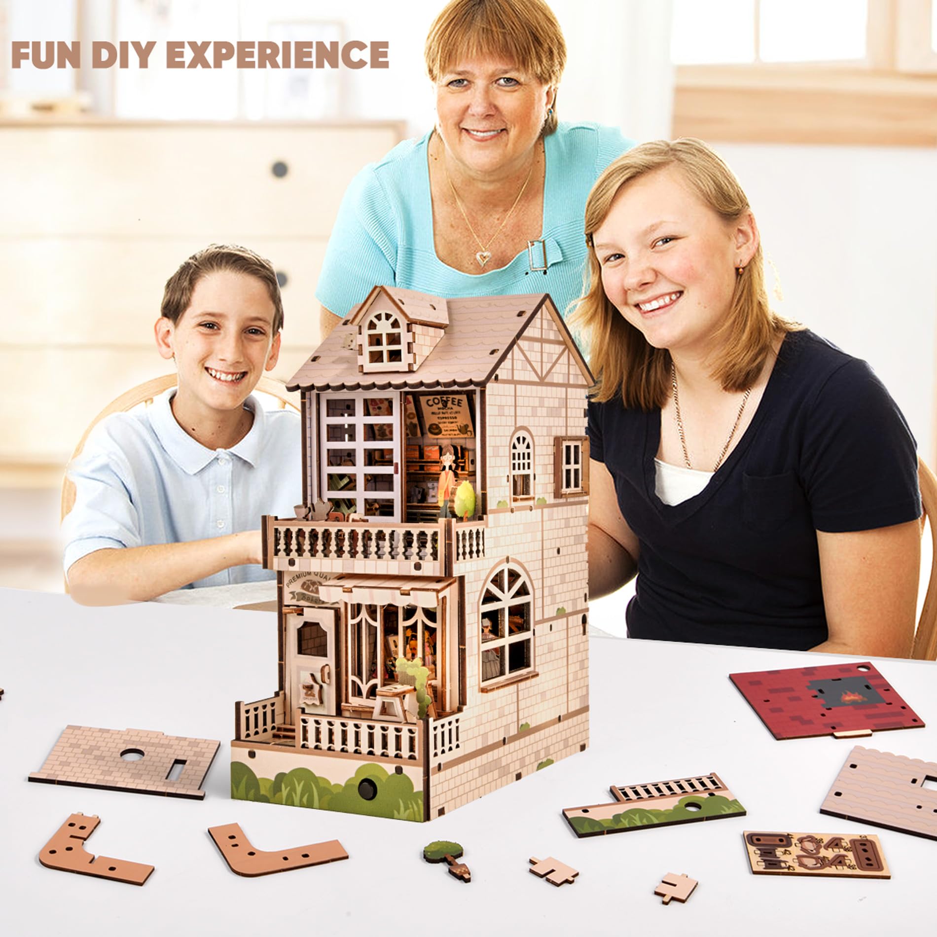 Foto 3 | Rompecabezas De Madera 3d Para Hacer Tú Mismo, Con Diseño Led De Cafetería - Venta Internacional.