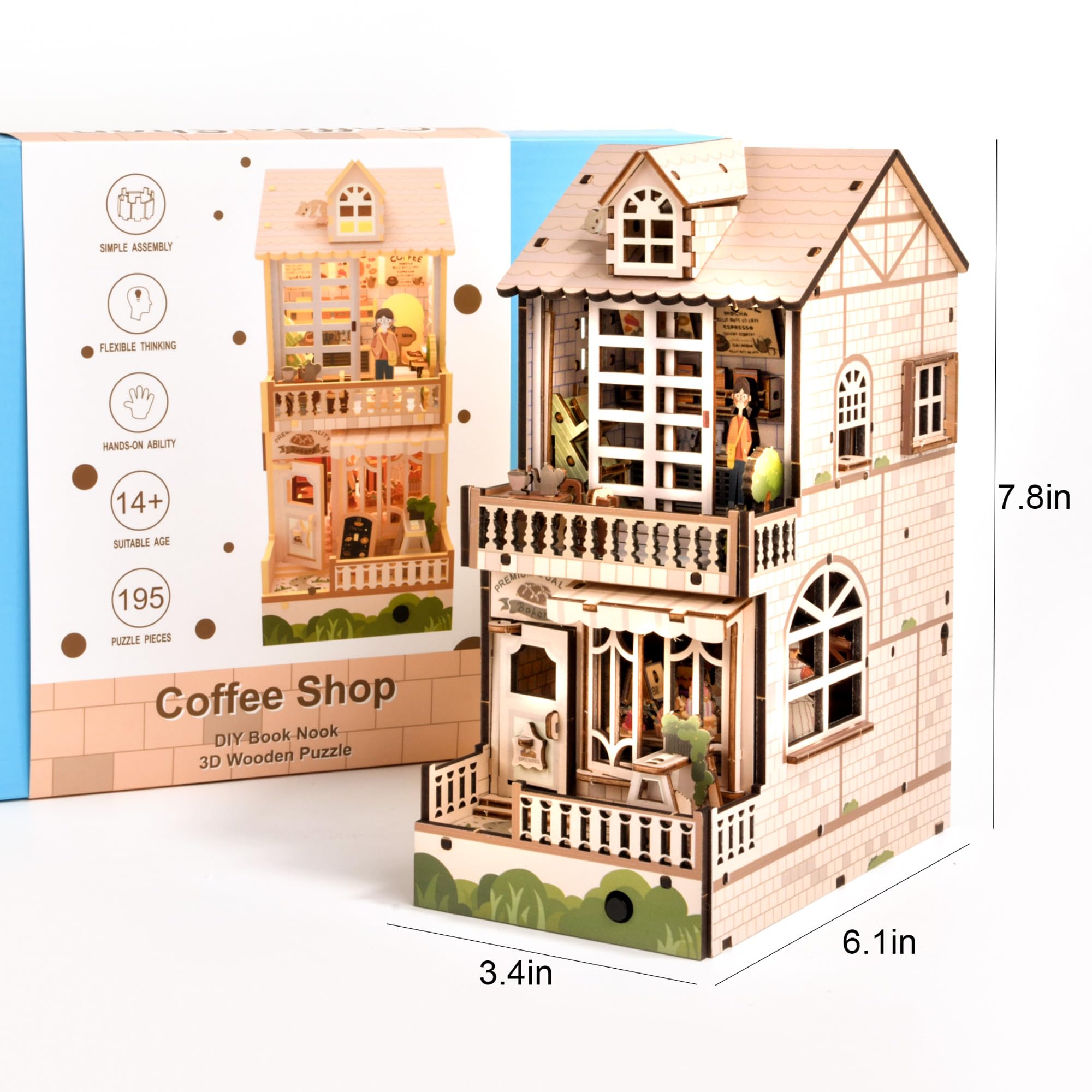 Foto 6 | Rompecabezas De Madera 3d Para Hacer Tú Mismo, Con Diseño Led De Cafetería - Venta Internacional.