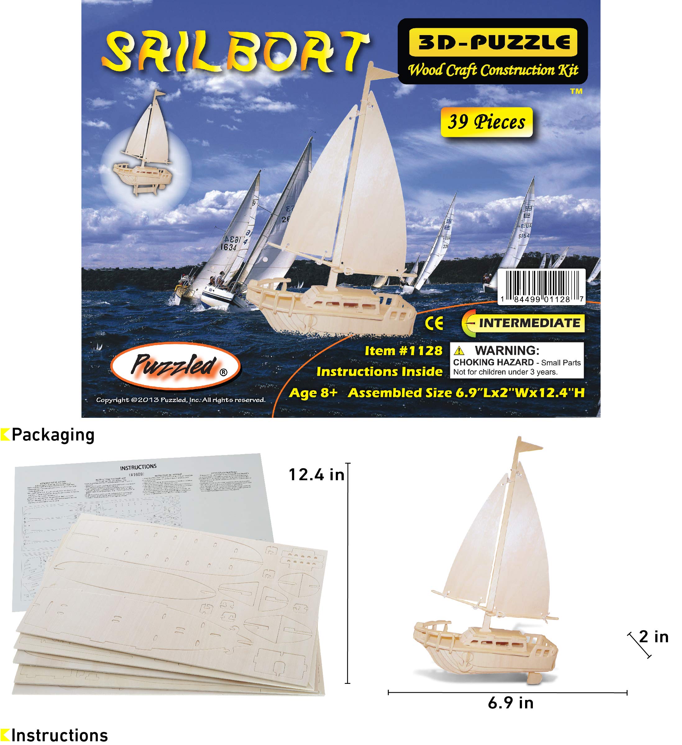 Foto 2 | Maqueta 3d De Madera Con Forma De Rompecabezas De Madera, Rompecabezas, Bricolaje, 39 Piezas - Venta Internacional.