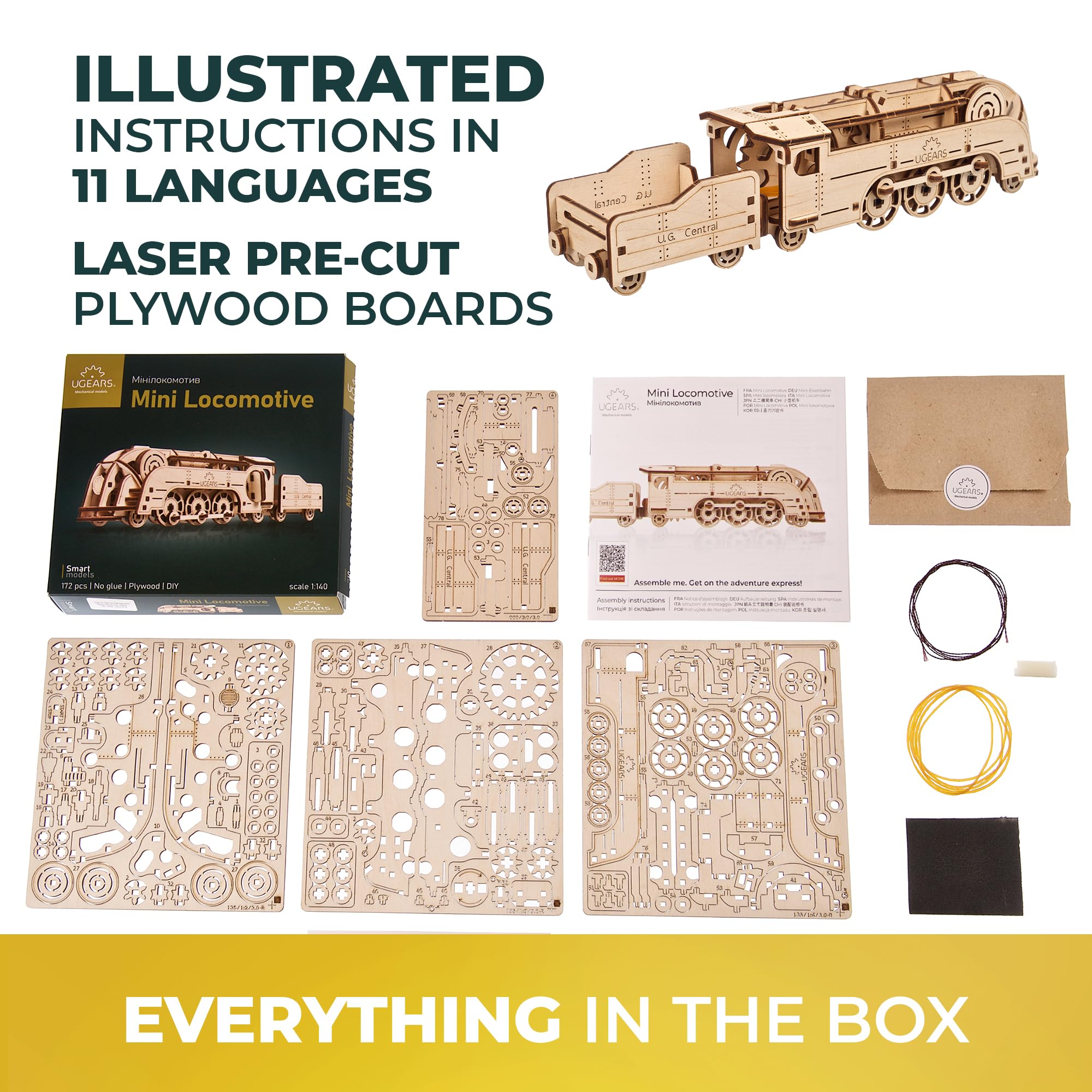 Foto 8 pulgar | Kit De Maqueta De Minilocomotora Ugears Puzzle 3d Con Banda Elástica - Venta Internacional.