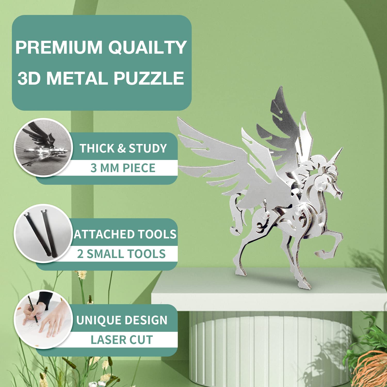 Foto 4 pulgar | Kits De Maquetas De Unicornios Mecánicos Microworld De Rompecabezas De Metal 3d - Venta Internacional.