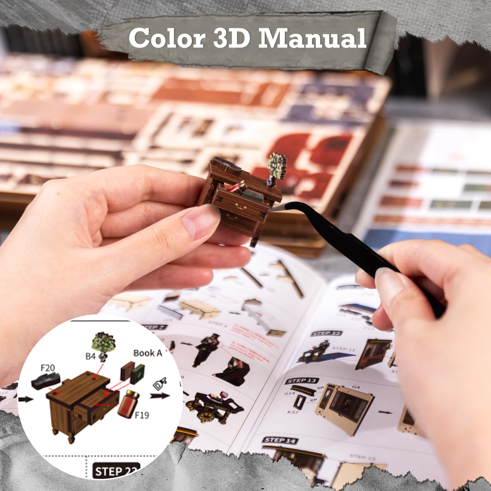 Foto 8 pulgar | Kit De Rincón Para Libros De Bricolaje Cutebee 3d, Rompecabezas De Madera, Casa De Muñecas - Venta Internacional.