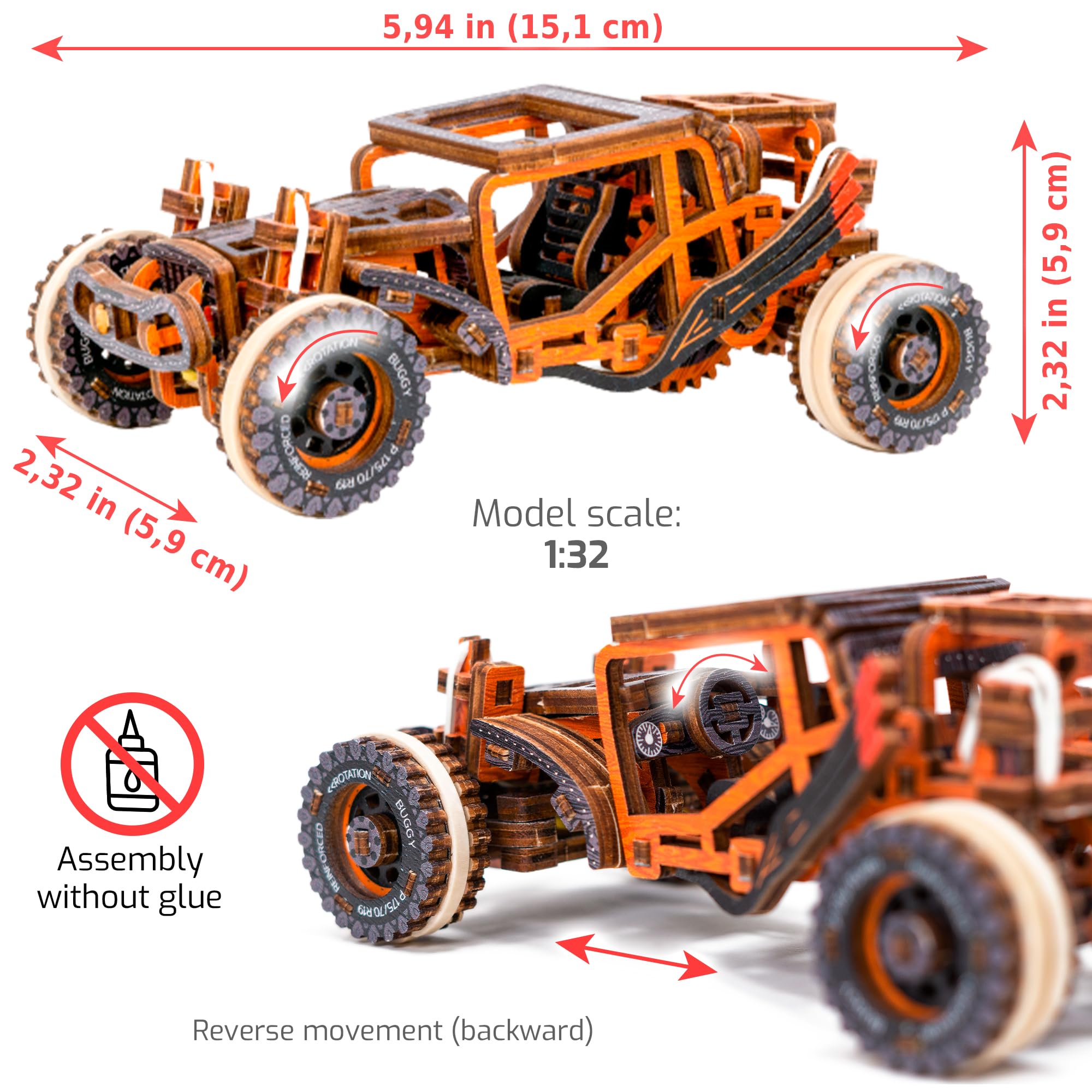 Foto 3 pulgar | Kit De Maqueta De Coche De Madera 3d Wooden.city Dune Buggy - Venta Internacional.