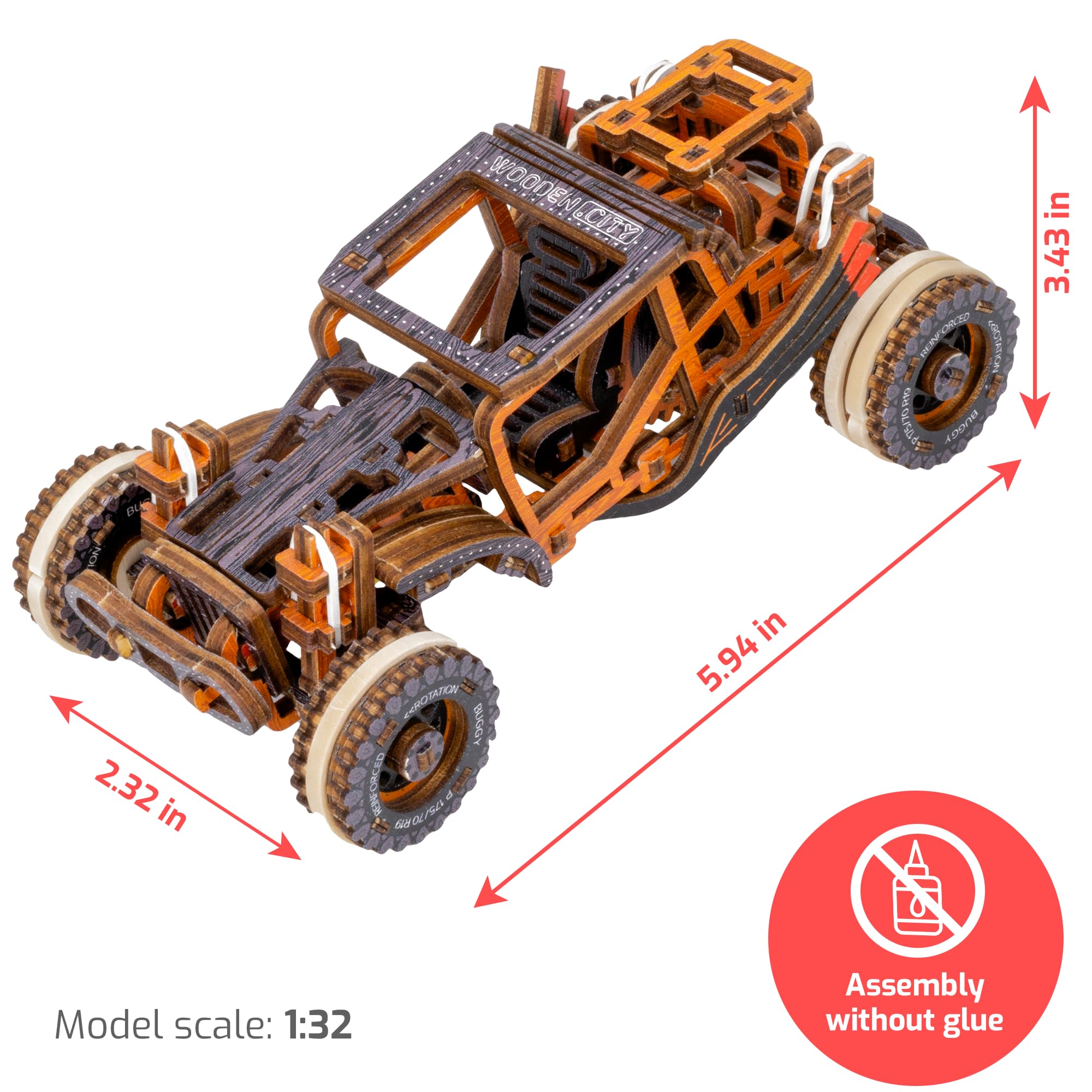 Foto 5 pulgar | Kit De Maqueta De Coche De Madera 3d Wooden.city Dune Buggy - Venta Internacional.