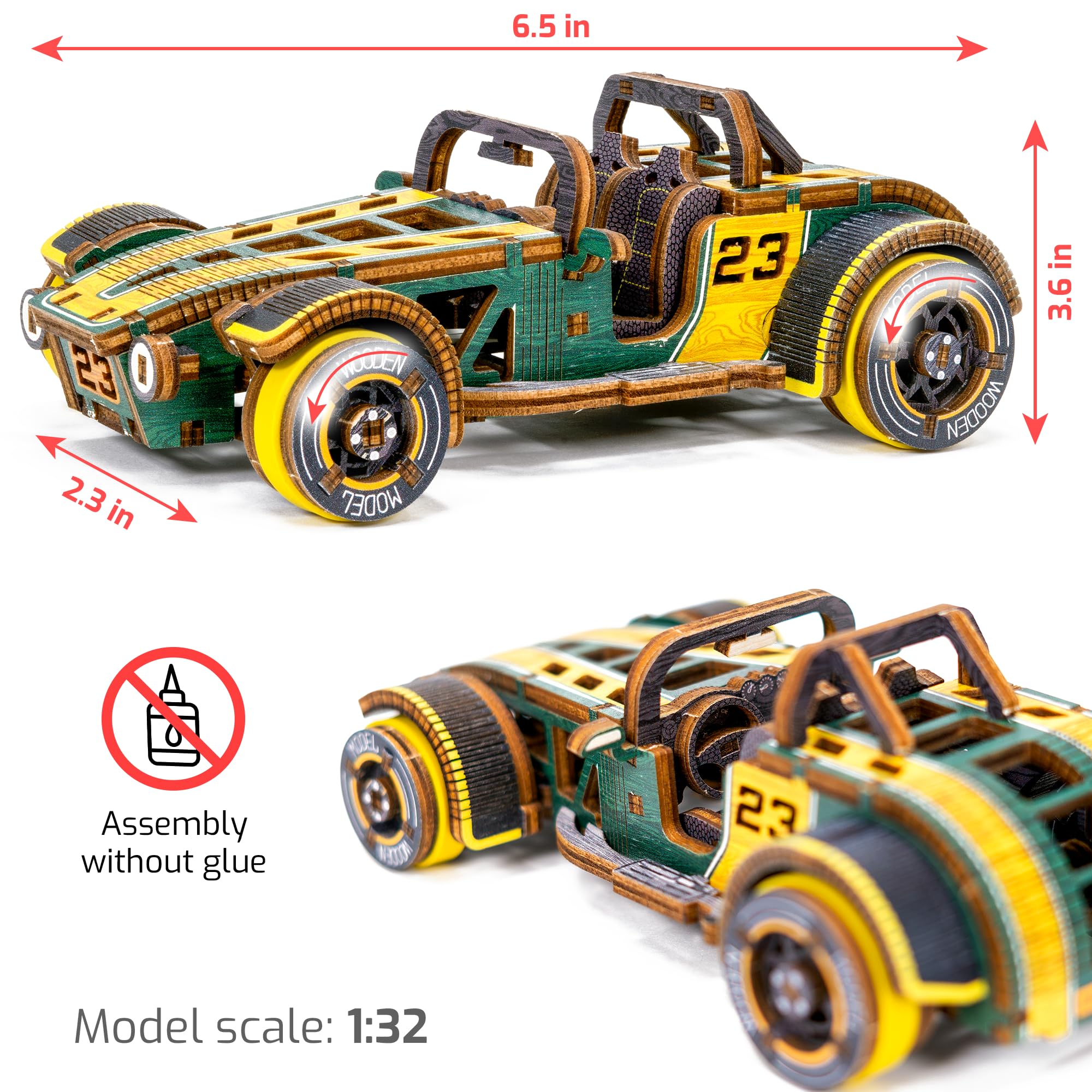 Foto 4 pulgar | Kit De Maqueta De Coche De Madera Wooden.city Premium, Rompecabezas 3d Para Adultos - Venta Internacional.