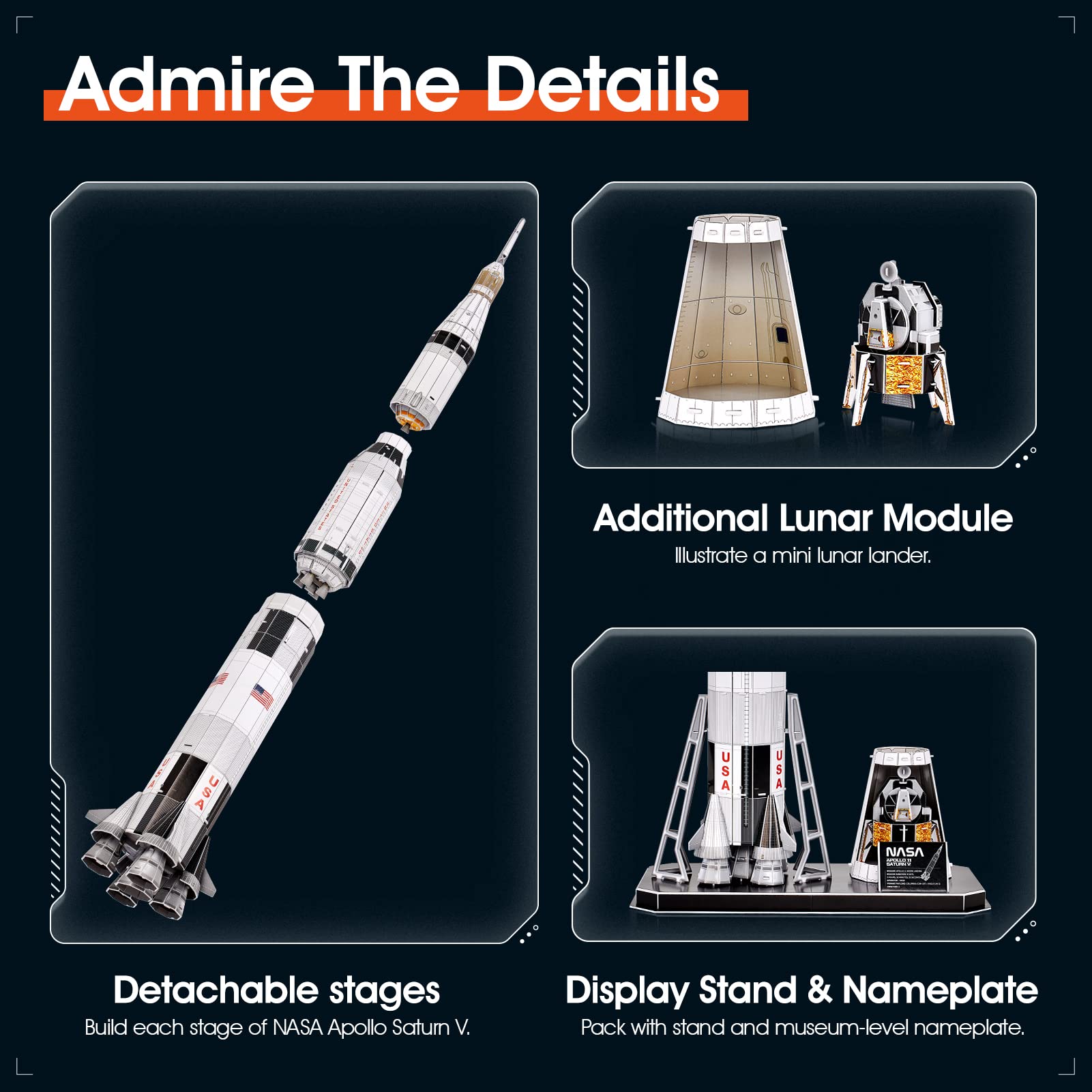 Foto 4 pulgar | Puzzle 3d Cubicfun Nasa Apollo Saturn V, Juguete Espacial 136 Piezas - Venta Internacional.