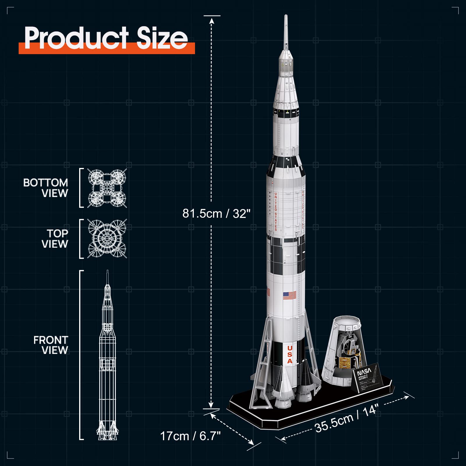 Foto 8 pulgar | Puzzle 3d Cubicfun Nasa Apollo Saturn V, Juguete Espacial 136 Piezas - Venta Internacional.