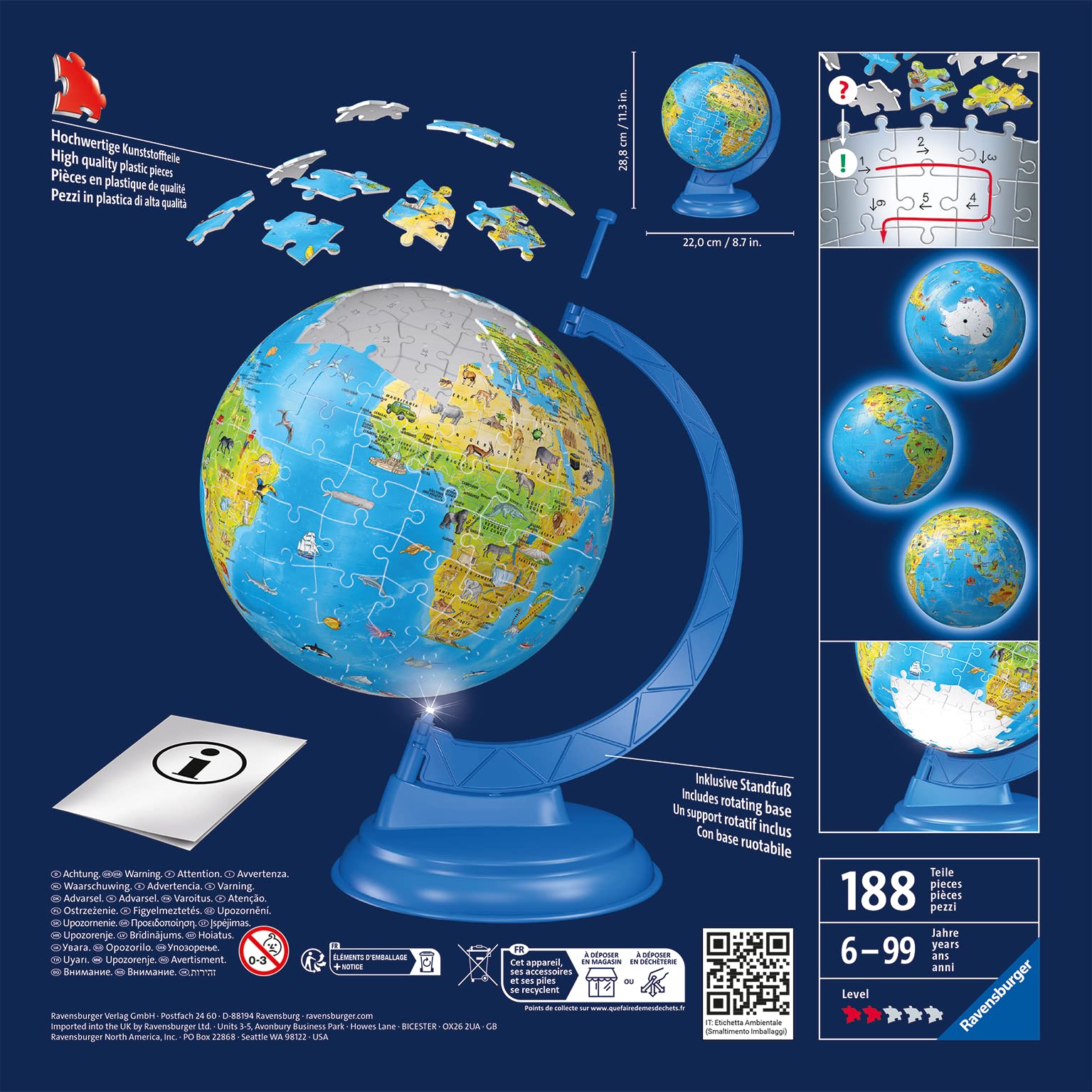 Foto 4 pulgar | Rompecabezas 3d Ravensburger Children's Globe 180 Piezas - Venta Internacional.
