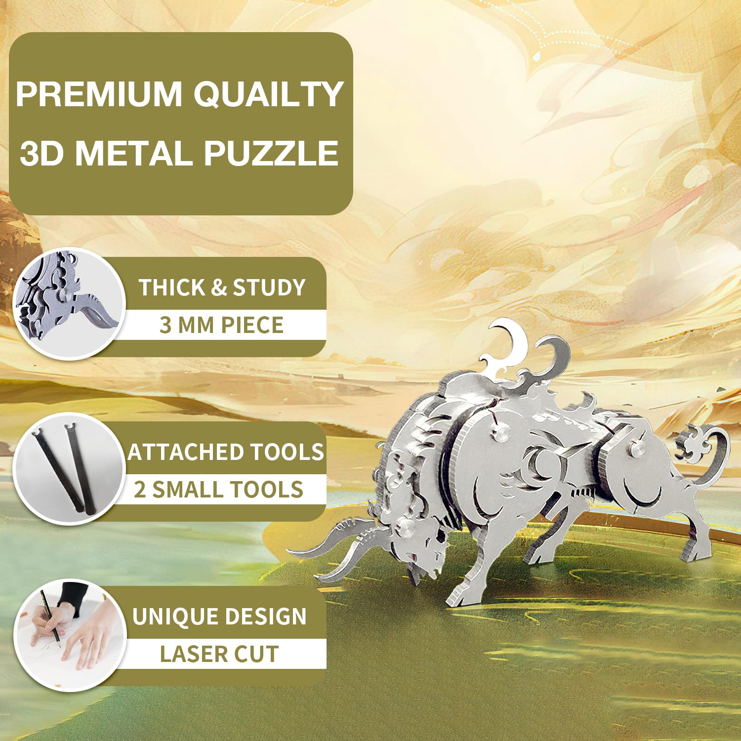 Foto 3 | Kit De Maqueta Mecánica De Vaca Microworld Con Rompecabezas De Metal 3d - Venta Internacional.