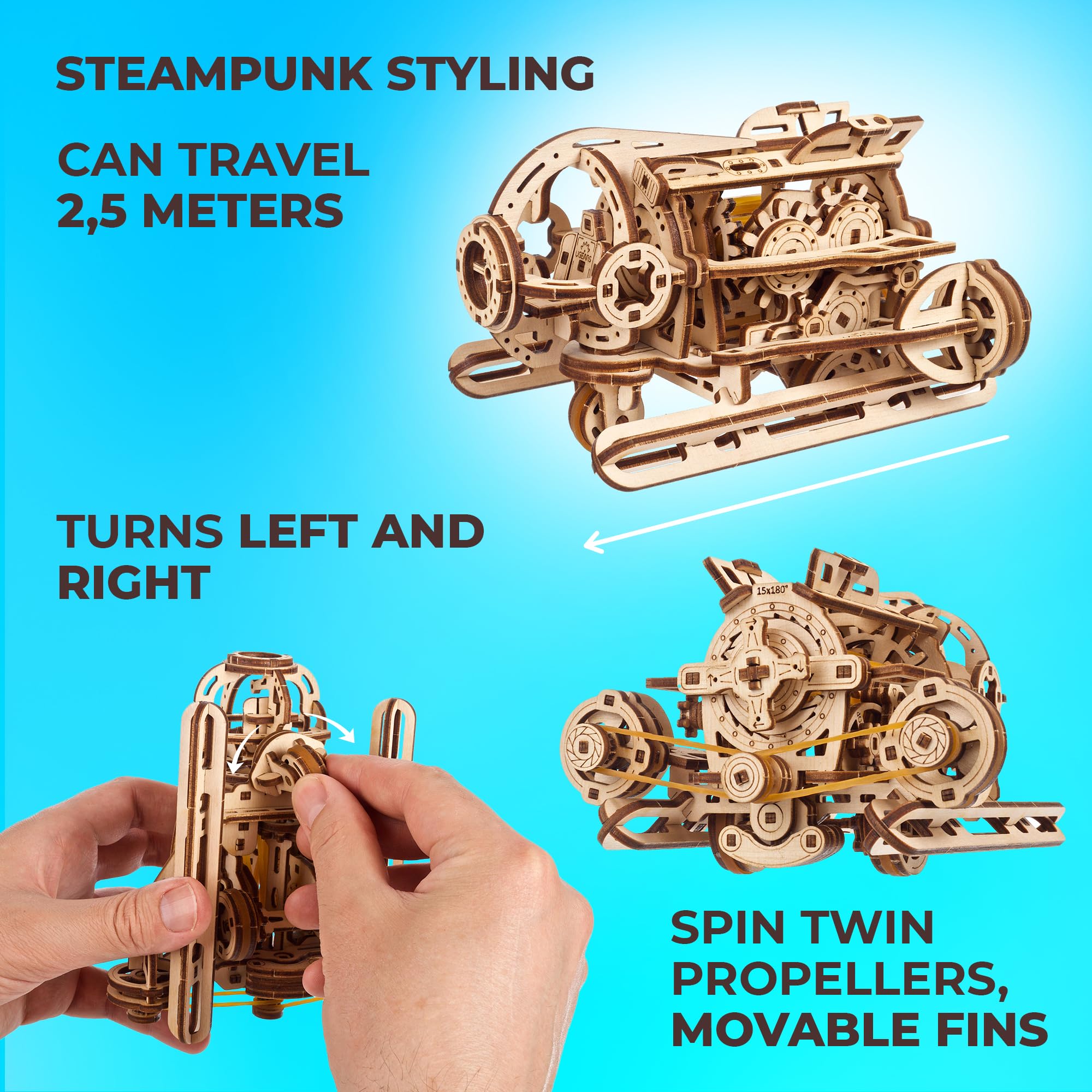 Foto 7 pulgar | Kit De Maquetas De Madera Ugears Steampunk Submarine Con 200 Piezas - Venta Internacional.