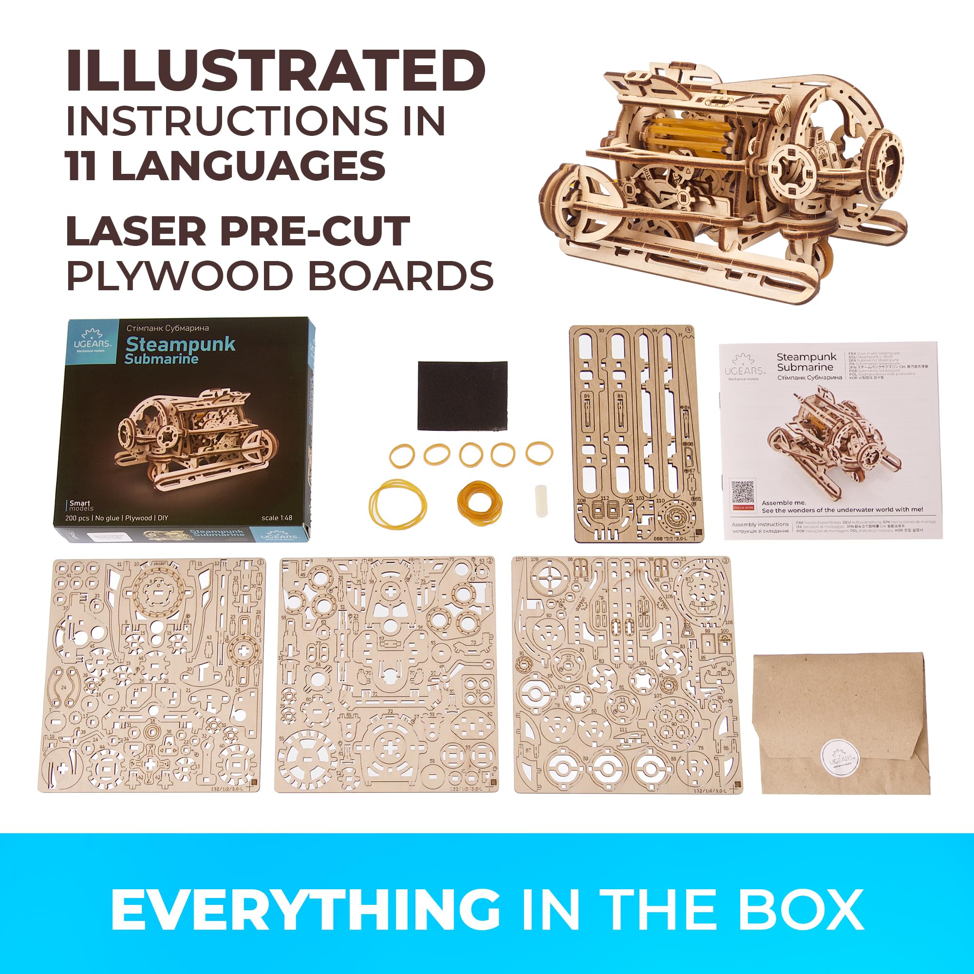 Foto 8 pulgar | Kit De Maquetas De Madera Ugears Steampunk Submarine Con 200 Piezas - Venta Internacional.