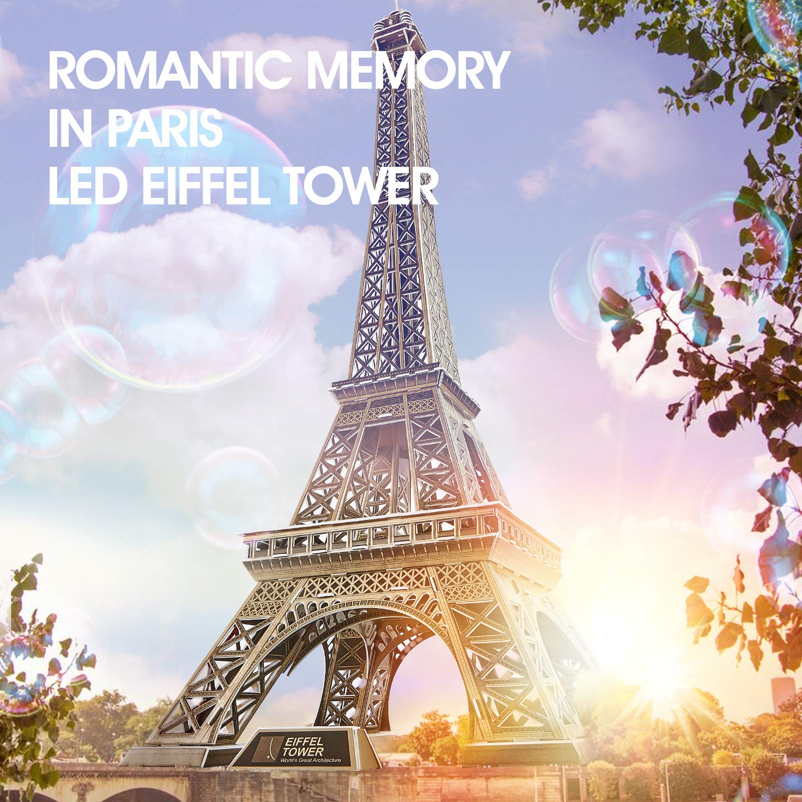 Foto 2 | Puzzle 3d Cubicfun Eiffel Tower Con Brillantes Luces Led, 84 Unidades - Venta Internacional.