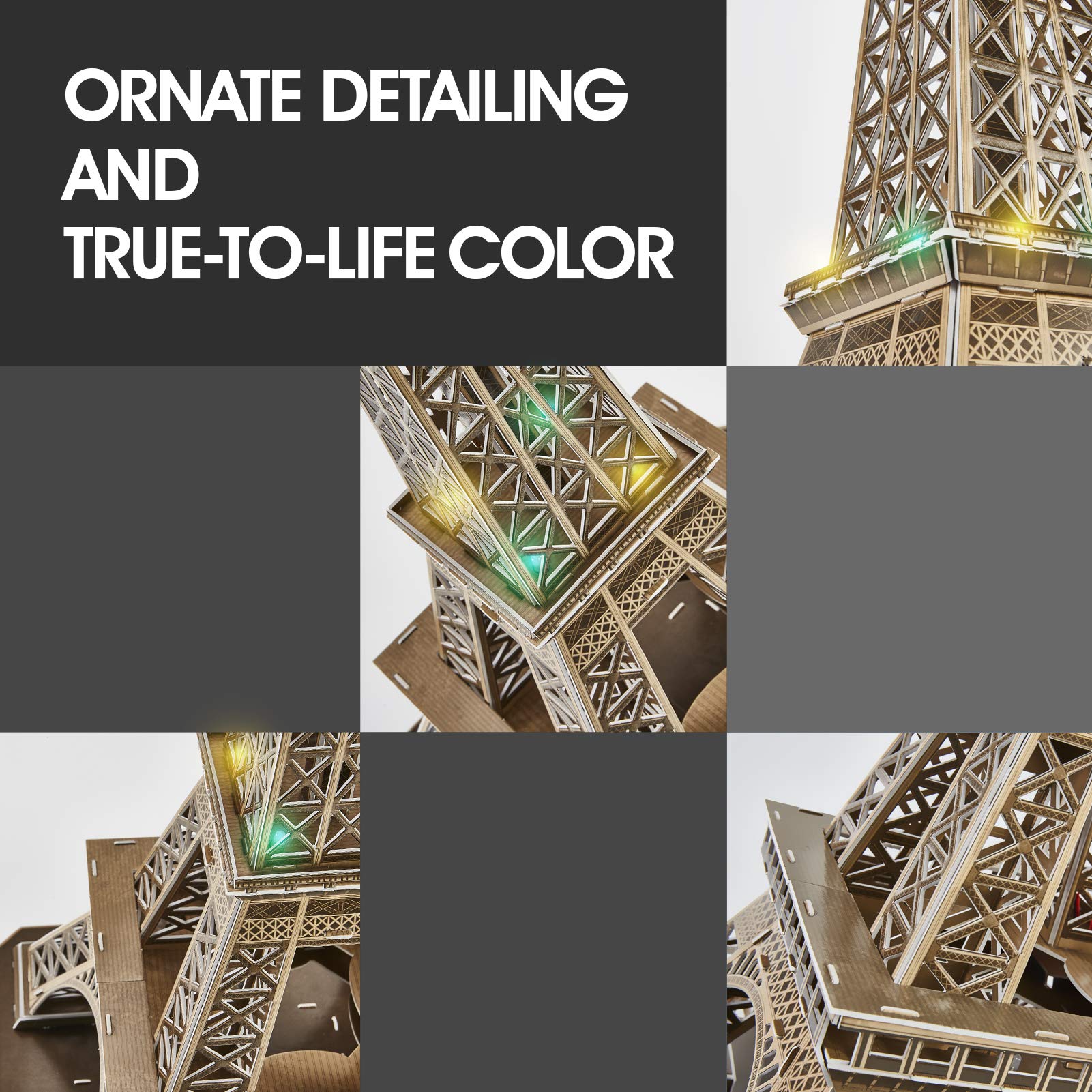 Foto 3 | Puzzle 3d Cubicfun Eiffel Tower Con Brillantes Luces Led, 84 Unidades - Venta Internacional.