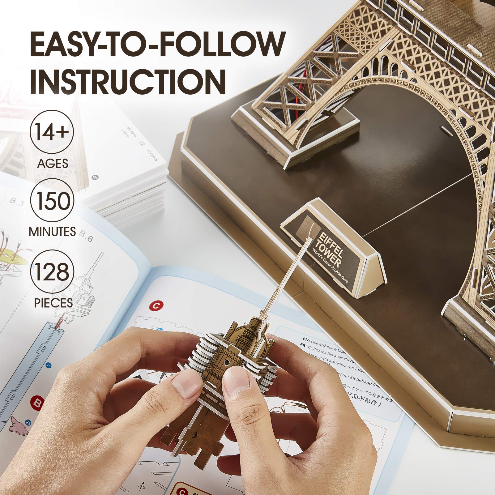 Foto 5 pulgar | Puzzle 3d Cubicfun Eiffel Tower Con Brillantes Luces Led, 84 Unidades - Venta Internacional.