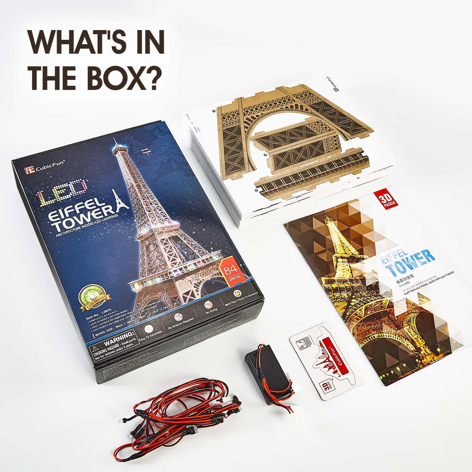 Foto 7 pulgar | Puzzle 3d Cubicfun Eiffel Tower Con Brillantes Luces Led, 84 Unidades - Venta Internacional.