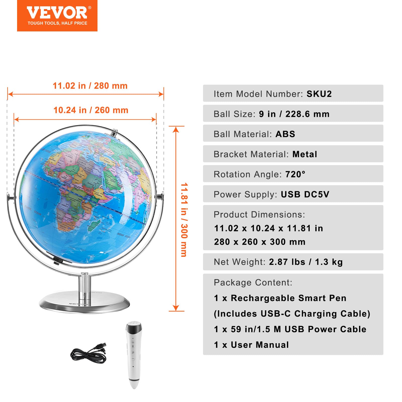 Foto 8 pulgar | Interactive World Globe Vevor Para Niños Con Bolígrafo Parlante Inteligente - Venta Internacional.