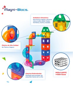 Foto 3 | Magni Blocs Imanes Didácticos: Pista Magnética Marble Run Con 100 Piezas Para Estimular La Diversión Educativa