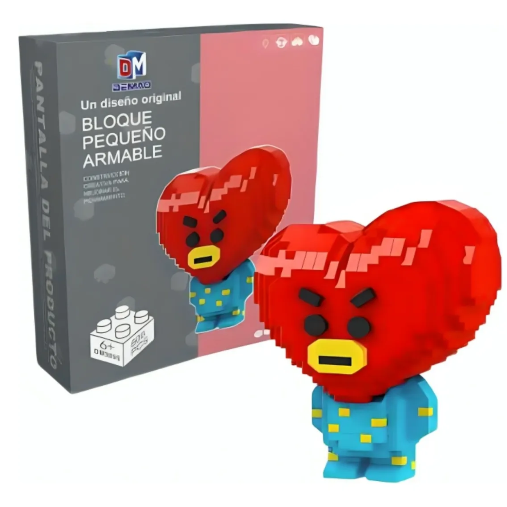 Foto 2 pulgar | Tata Bts Bt21 Kpop Mini Bloques Armables Figura 3d Corazón Cantidad De Piezas 806 Rompecabezas