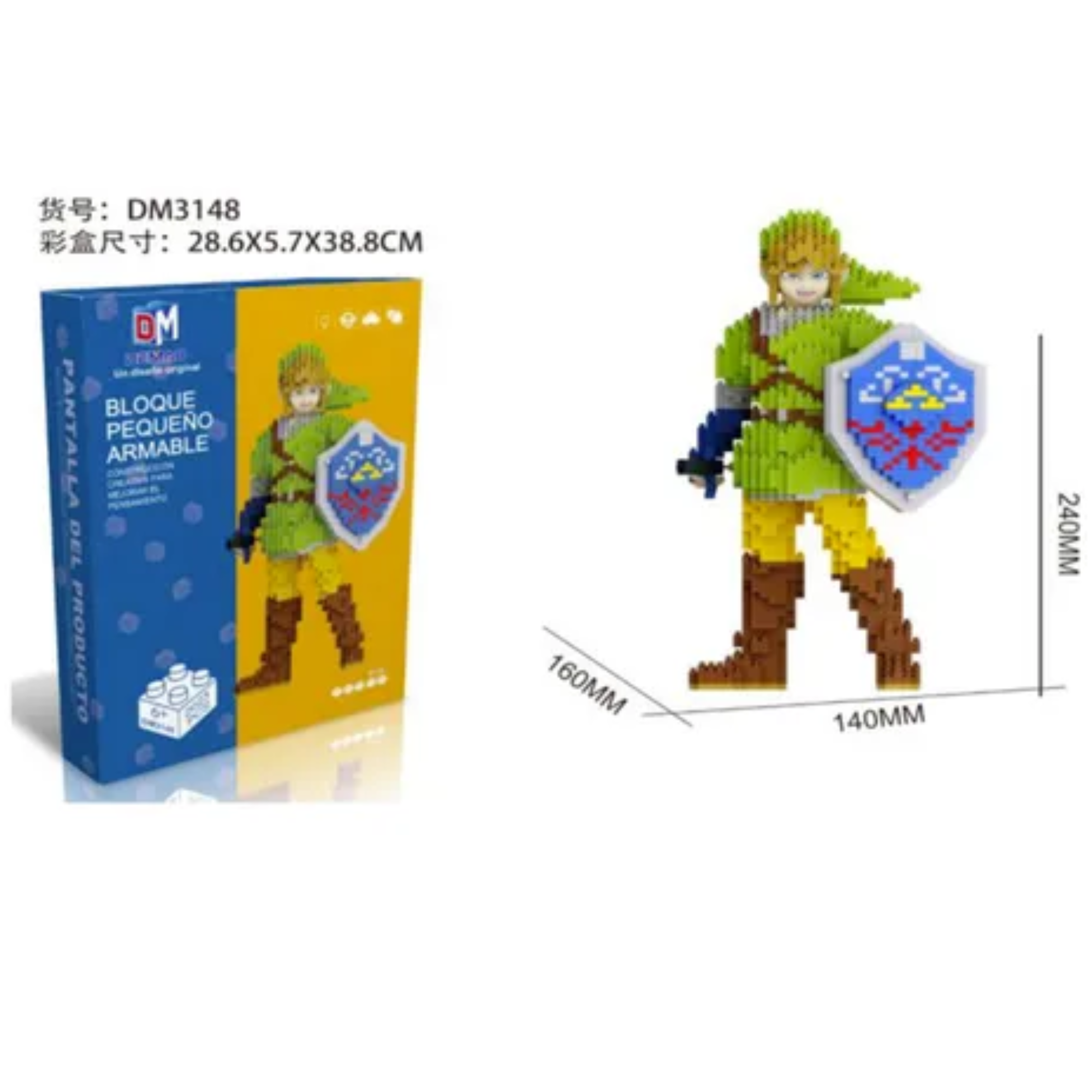 Foto 3 pulgar | Link The Legend Of Zelda Figura 3d Mini Bloques Armables