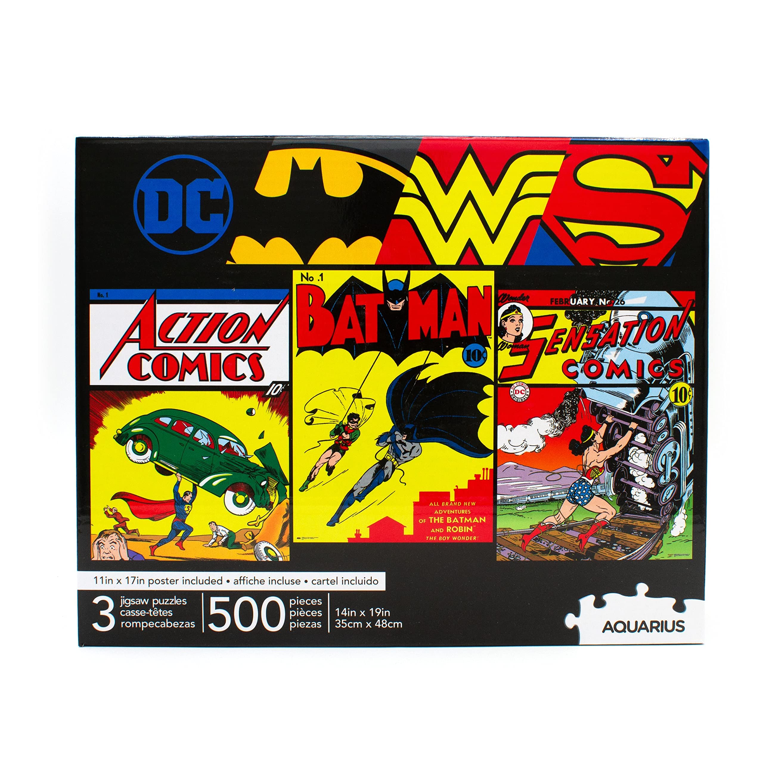 Venta Internacional - Ropecabezas Aquarius DC Comics Superman Batman Wonder Woman 500 piezas