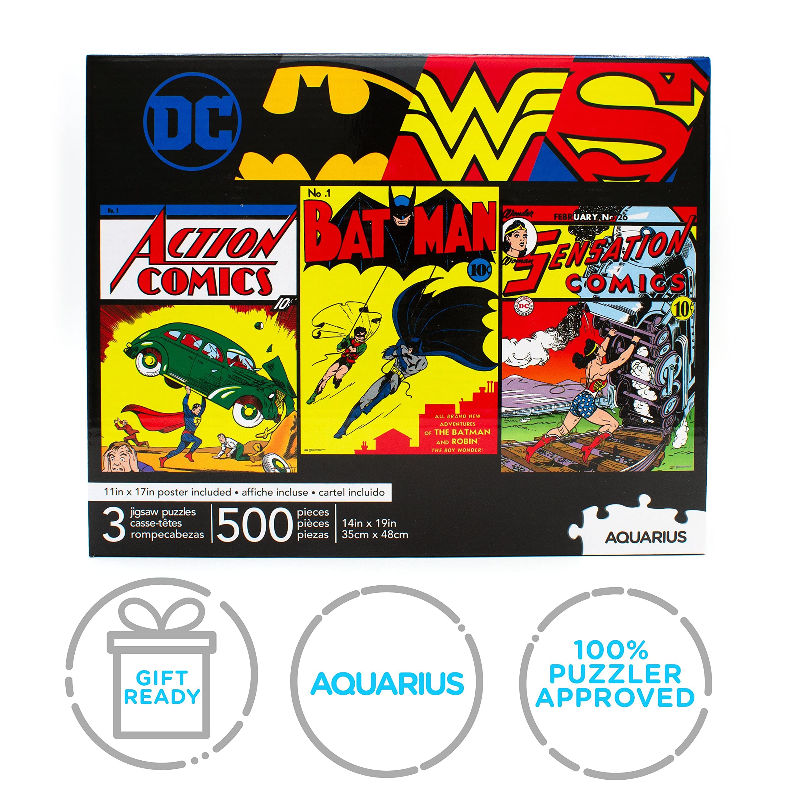 Foto 7 | Venta Internacional - Ropecabezas Aquarius DC Comics Superman Batman Wonder Woman 500 piezas