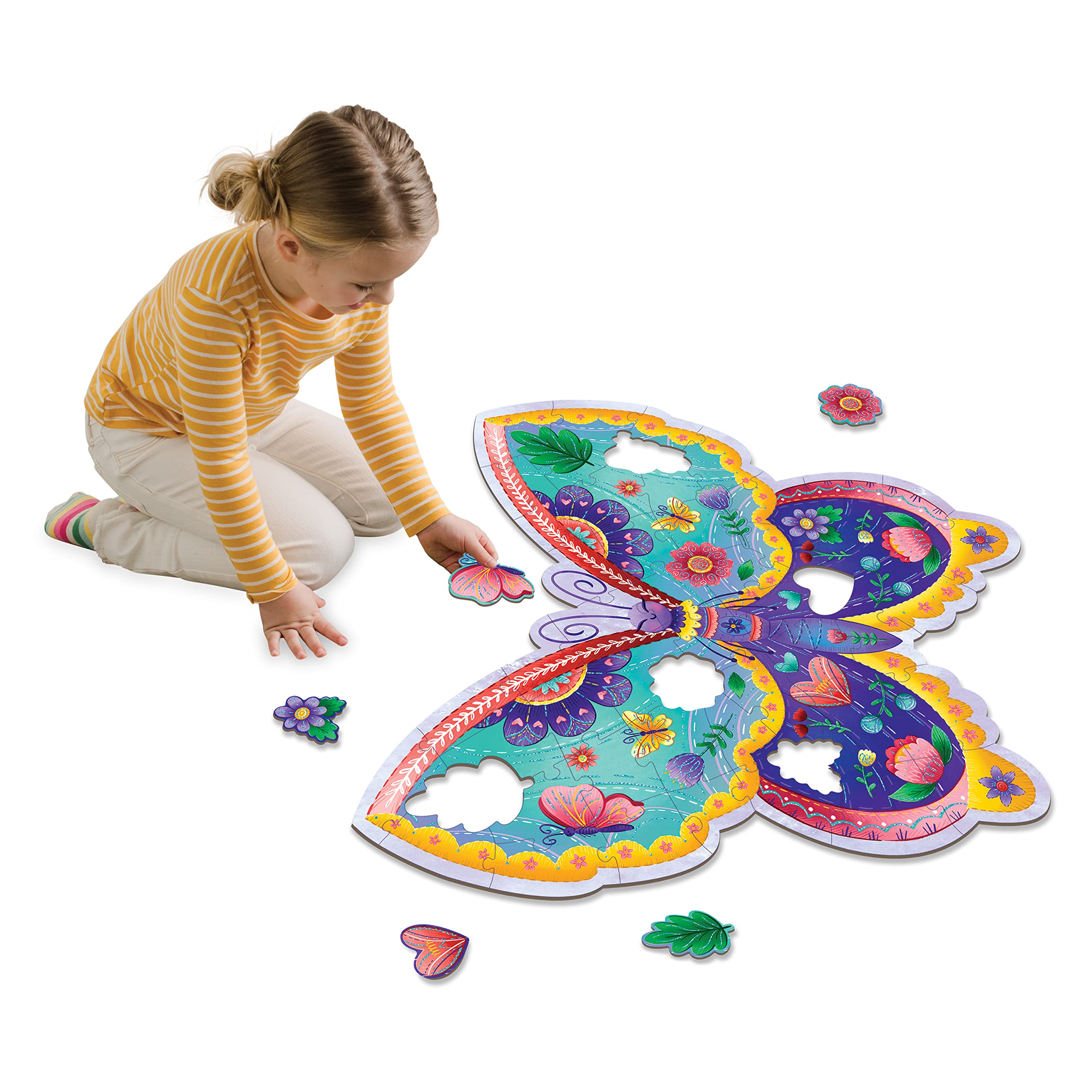 Foto 2 pulgar | Rompecabezas de Suelo Peaceable Kingdom Shimmery Butterfly 53 Piezas - Venta Internacional