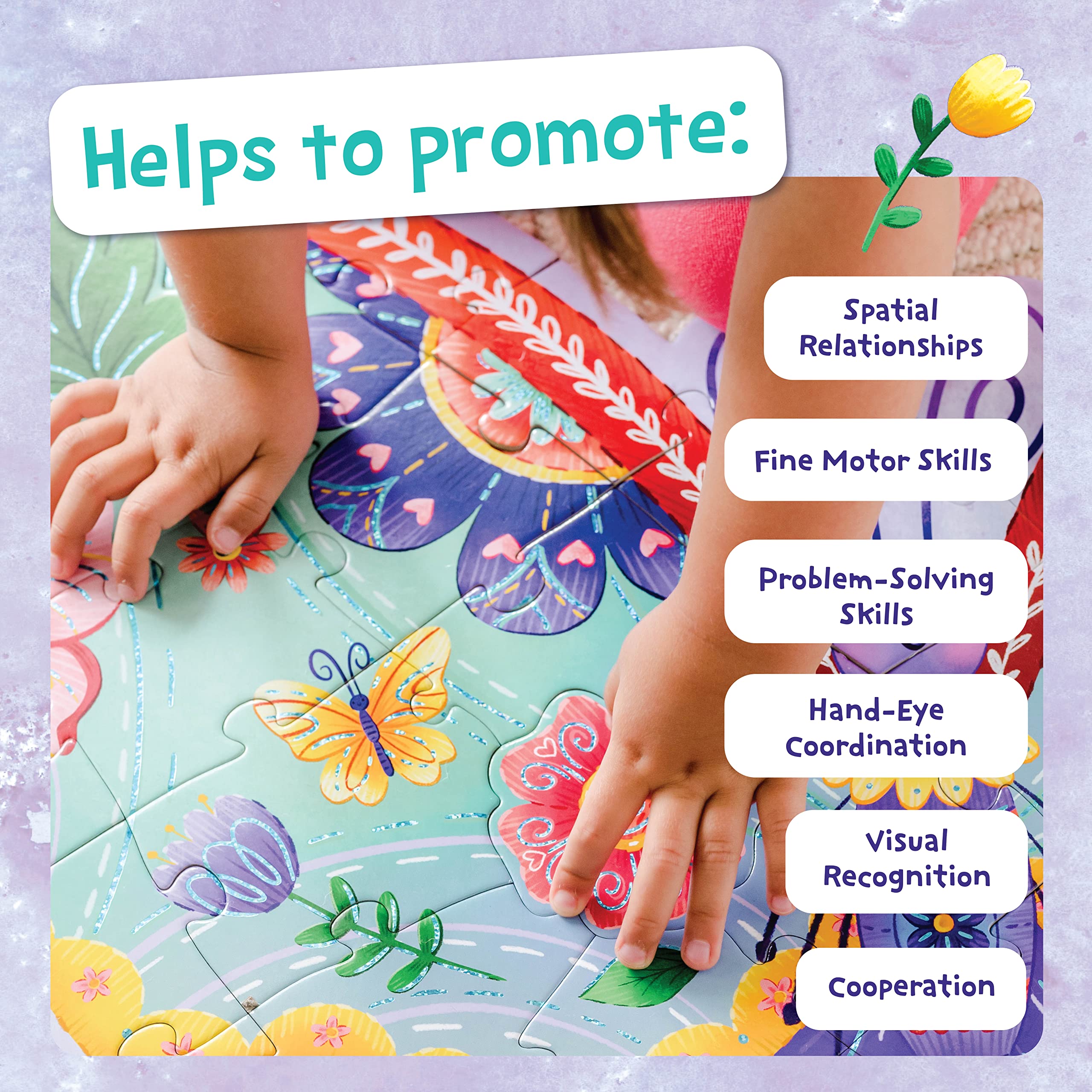 Foto 4 pulgar | Rompecabezas de Suelo Peaceable Kingdom Shimmery Butterfly 53 Piezas - Venta Internacional