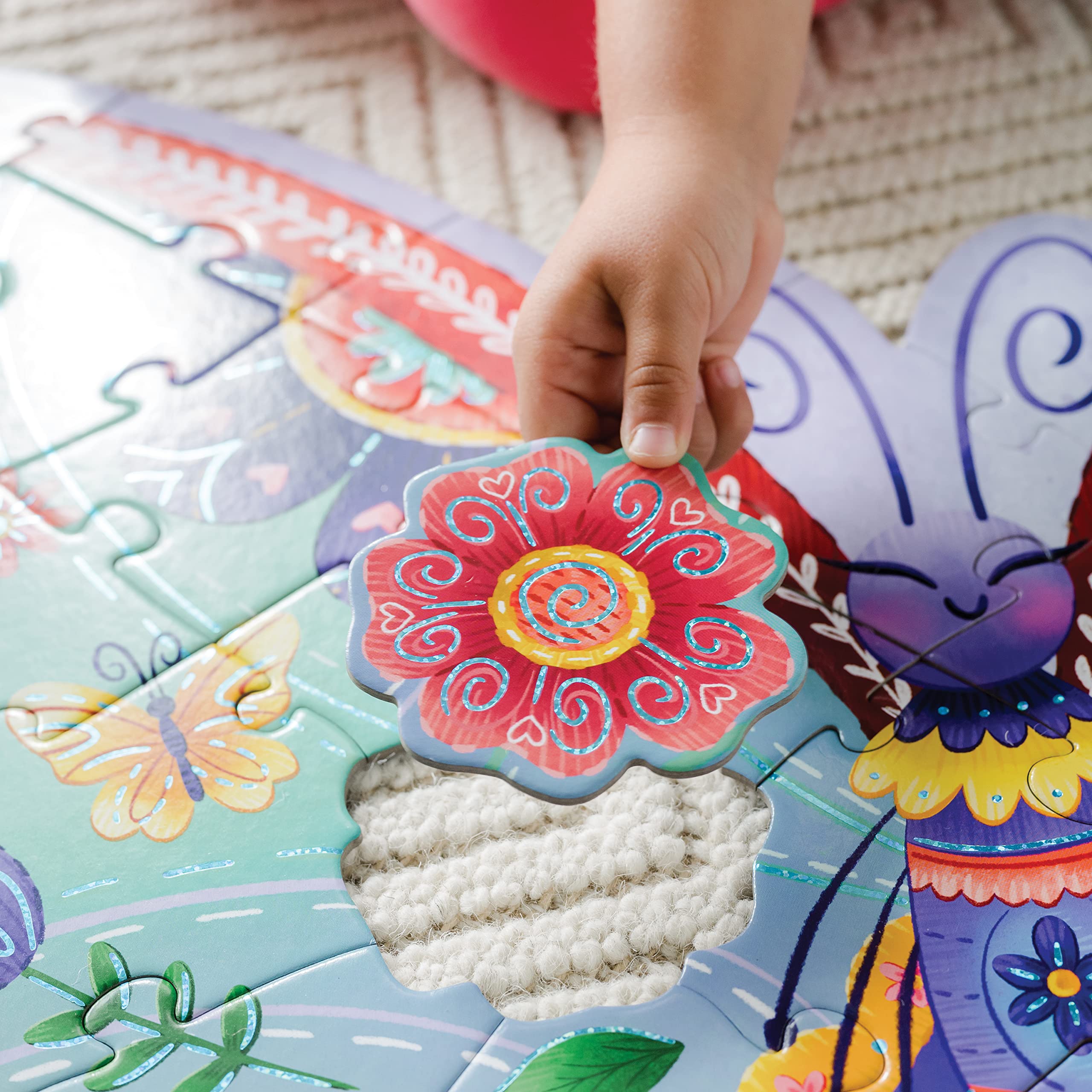 Foto 8 pulgar | Rompecabezas de Suelo Peaceable Kingdom Shimmery Butterfly 53 Piezas - Venta Internacional