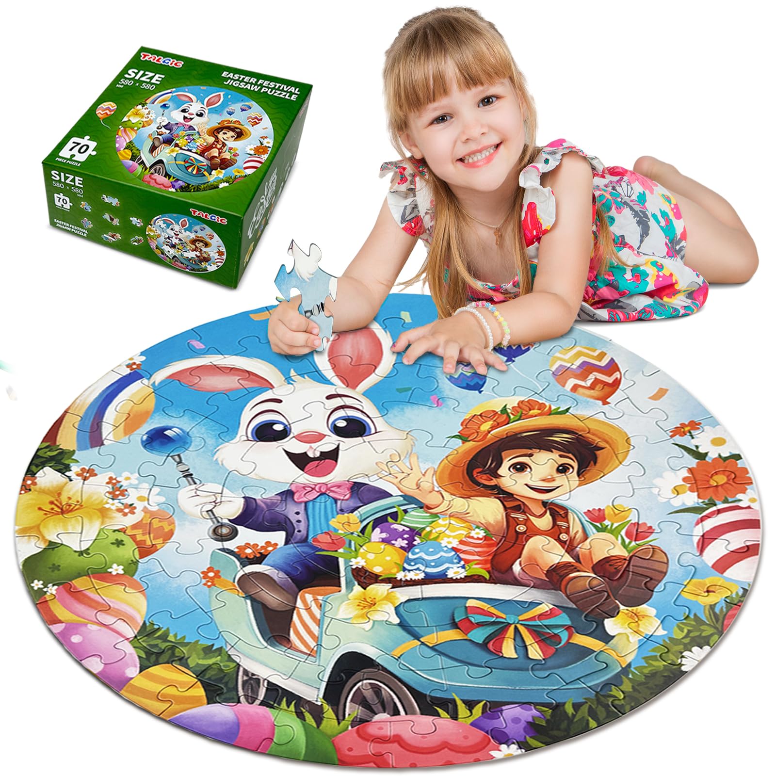 Foto 2 pulgar | Puzzle Talgic Spring Redondo De 70 Piezas Para Niños De 4 A 8 Años Con Huevos Y Conejito - Venta Internacional