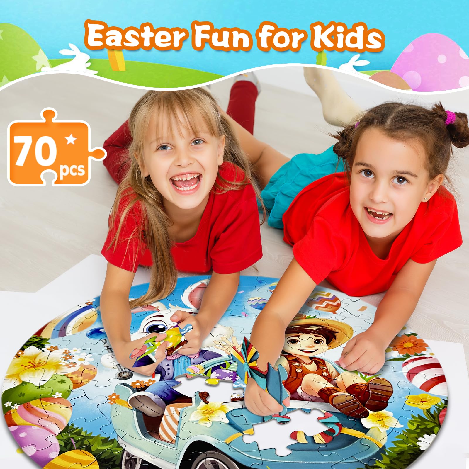 Foto 3 pulgar | Puzzle Talgic Spring Redondo De 70 Piezas Para Niños De 4 A 8 Años Con Huevos Y Conejito - Venta Internacional